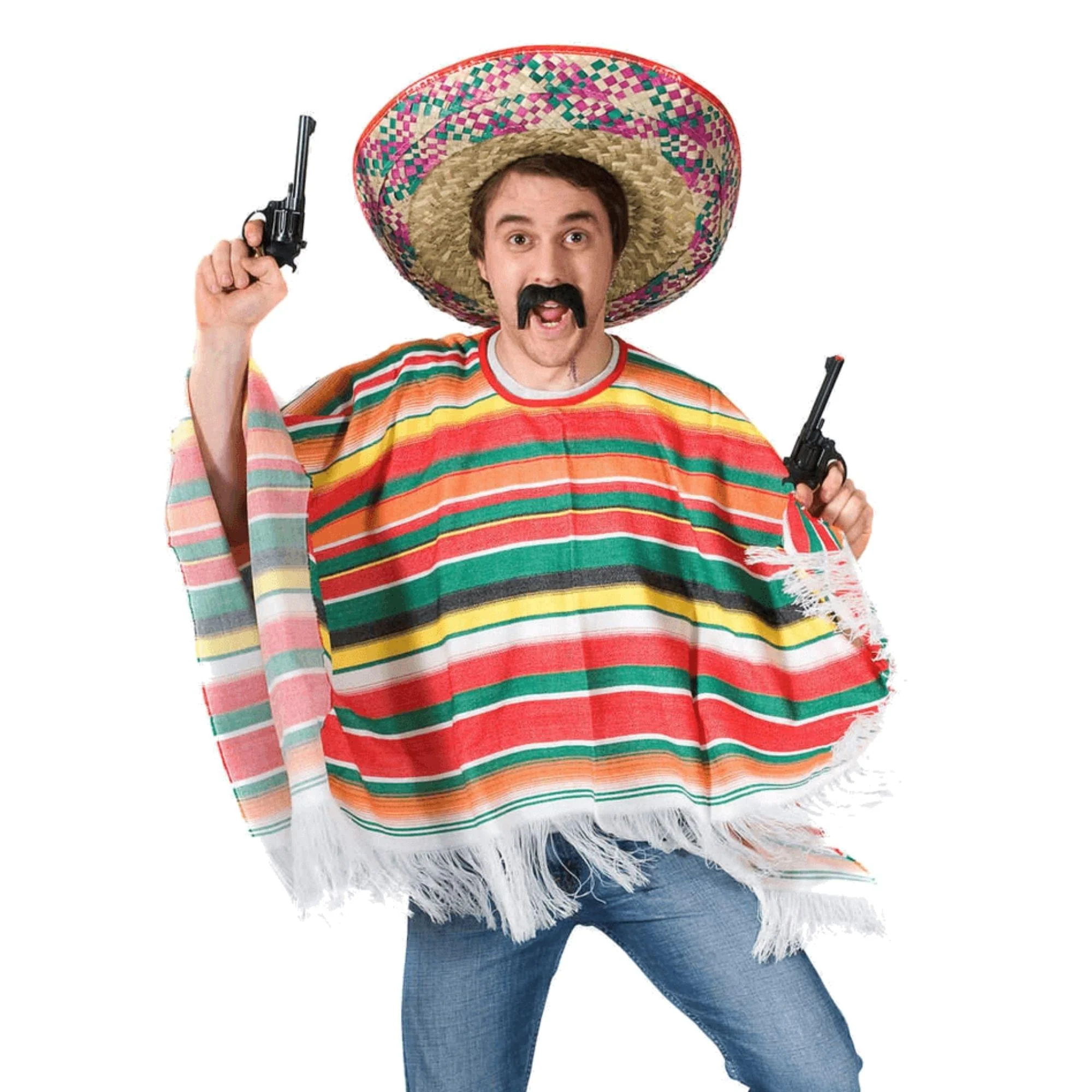 Rainbow Mexican Poncho Adult Costume - Image 9