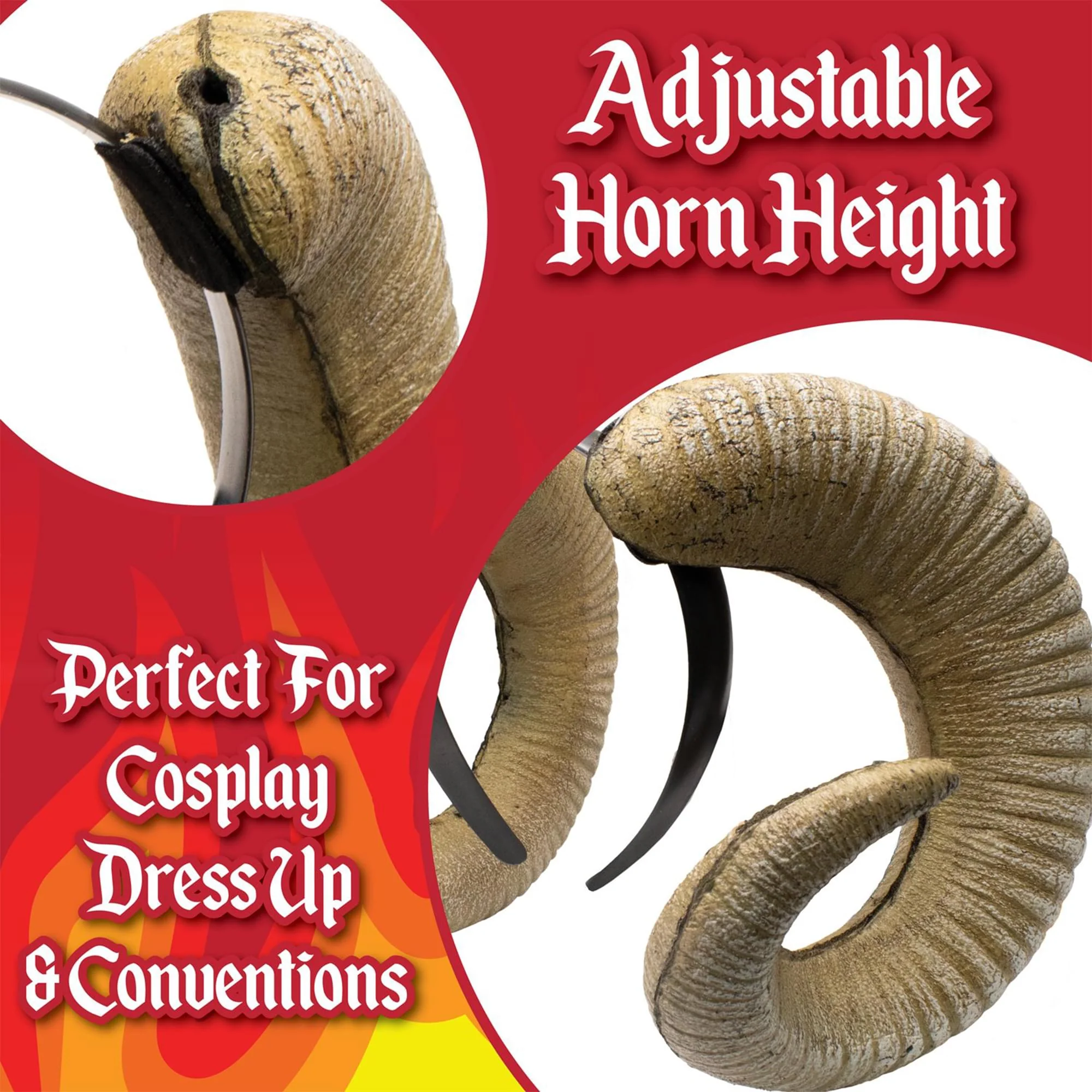 Ram Horns Foam Adult Costume Headband - Image 4