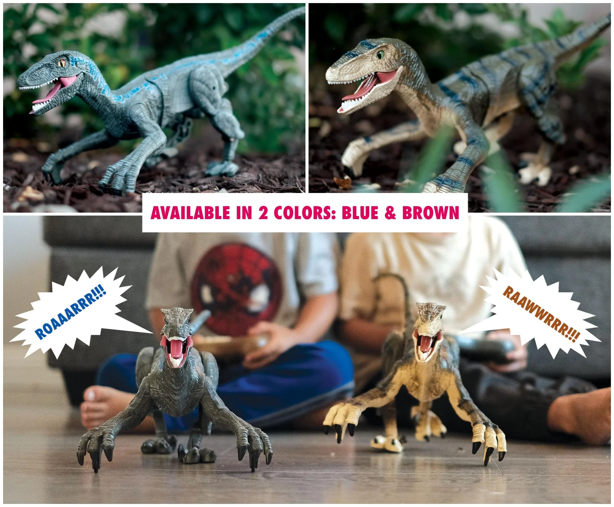 RC Dinosaur Velociraptor Toy with Realistic Walking and Sound Effects | Blue - Image 6