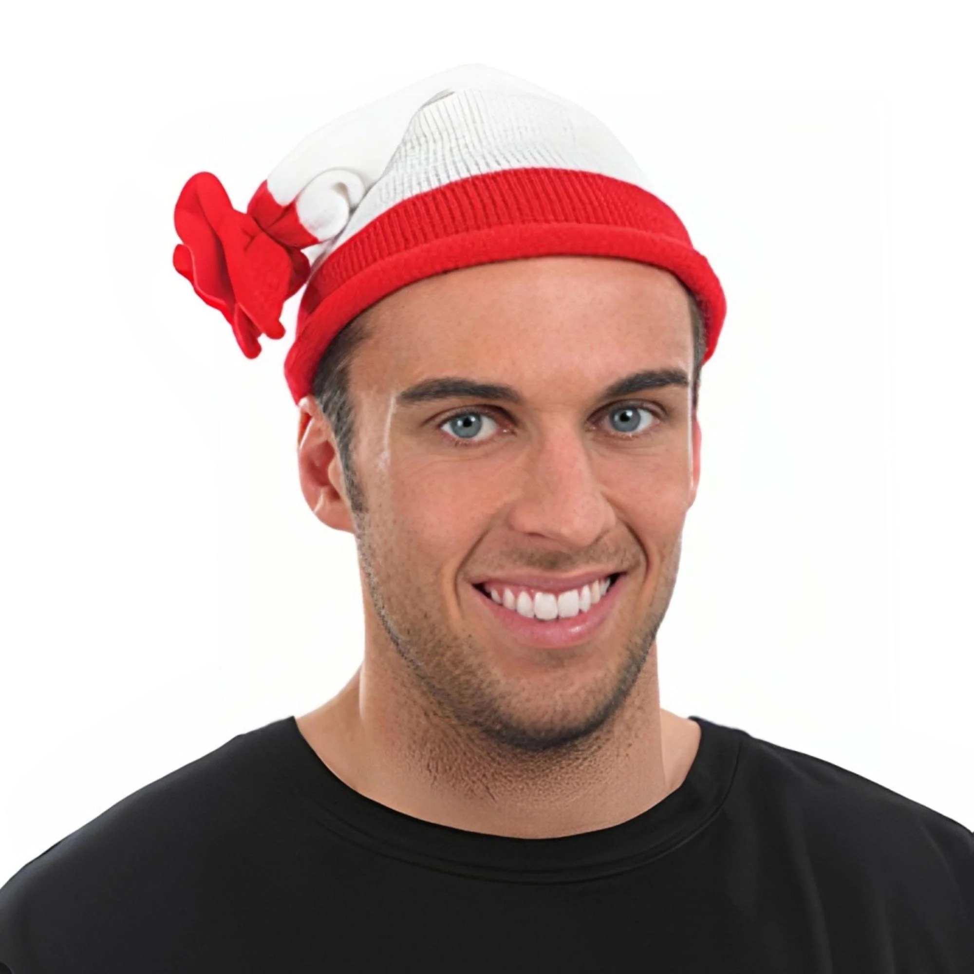 Red and White Adult Bobble Costume Hat | One Size