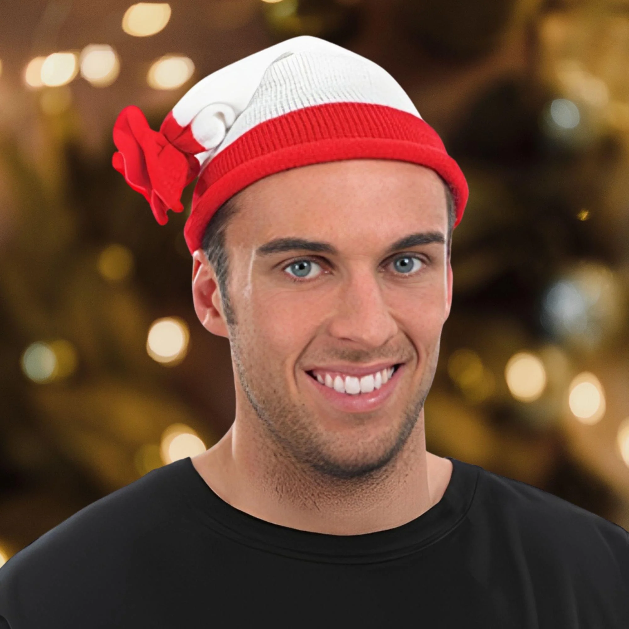 Red and White Adult Bobble Costume Hat | One Size - Image 2