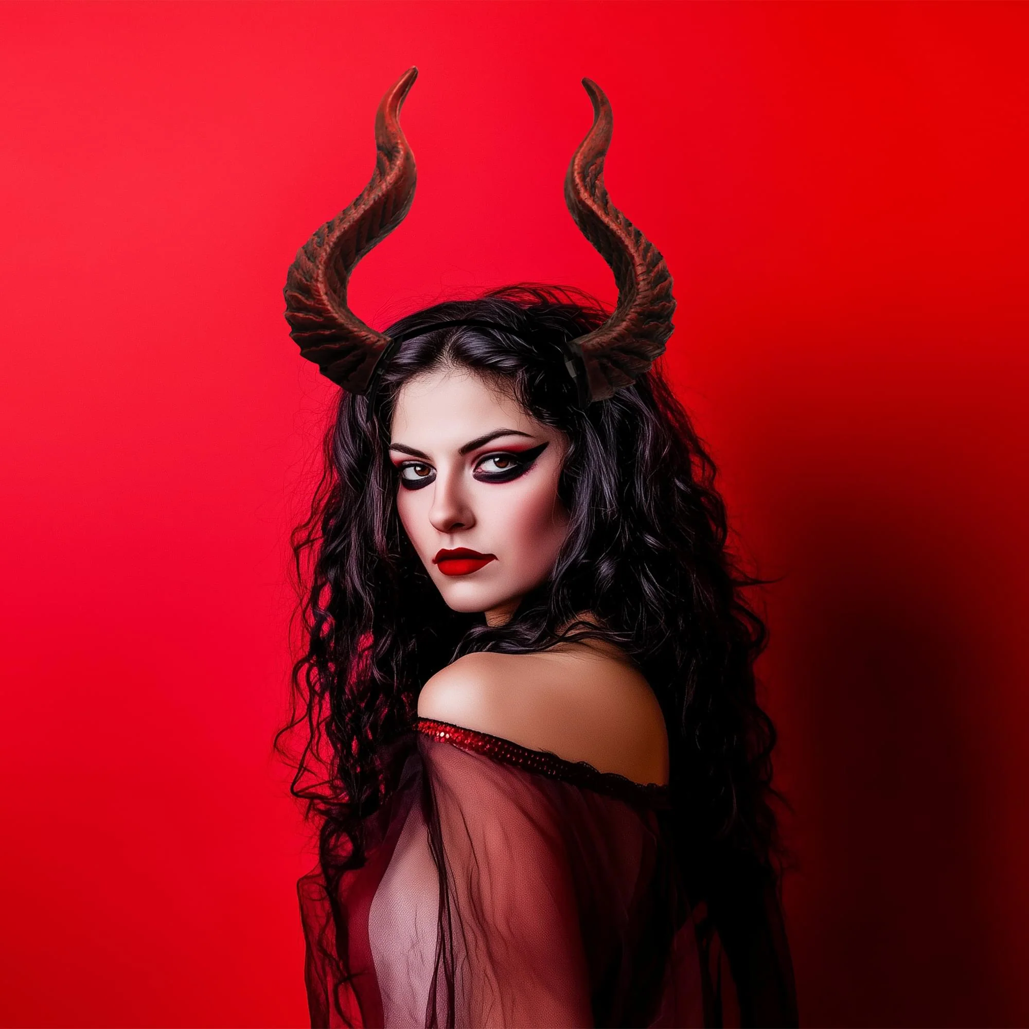 Red Devil Horns Foam Adult Costume Headband - Image 4