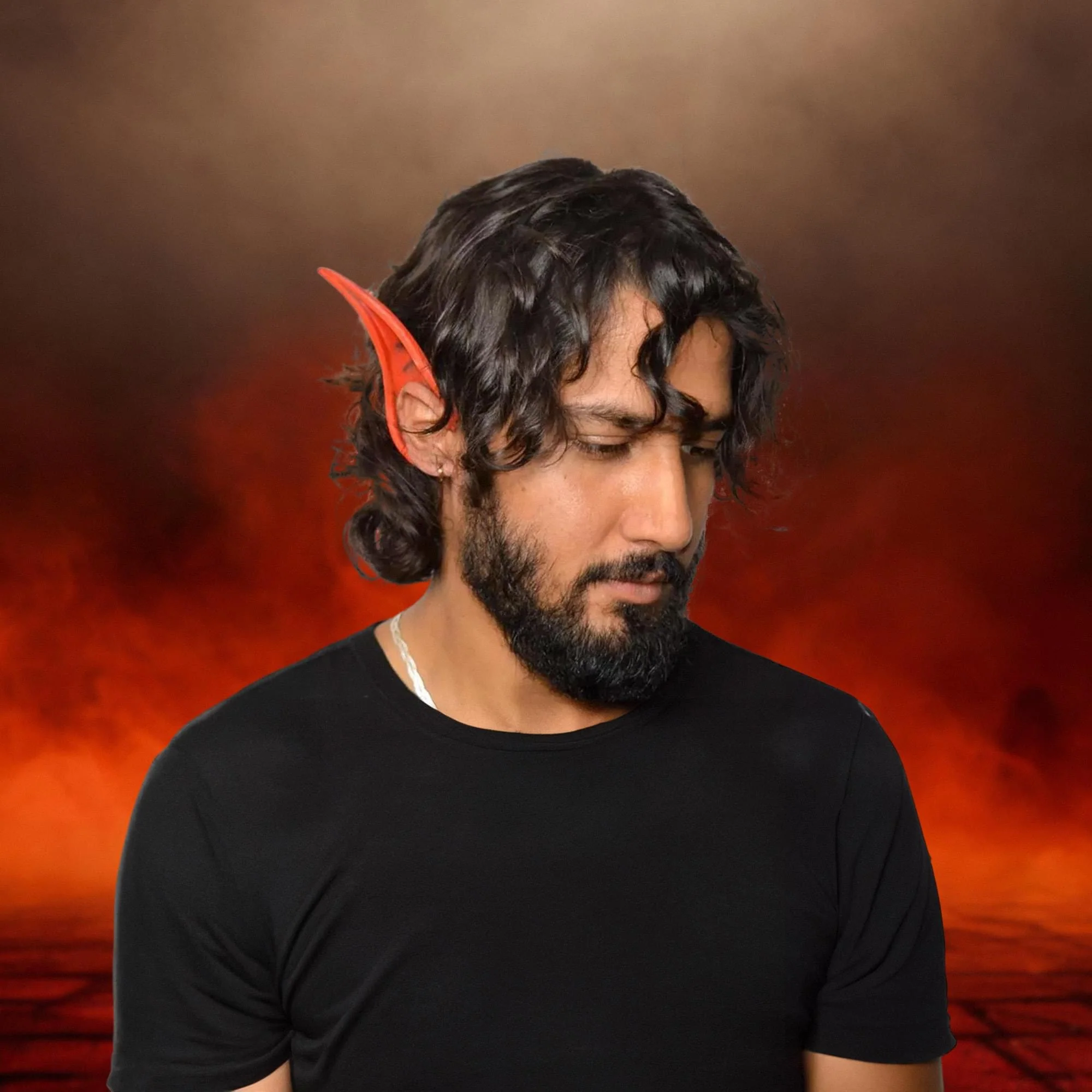 Red Latex Devil Flexi Costume Ears | Adult One Size - Image 4