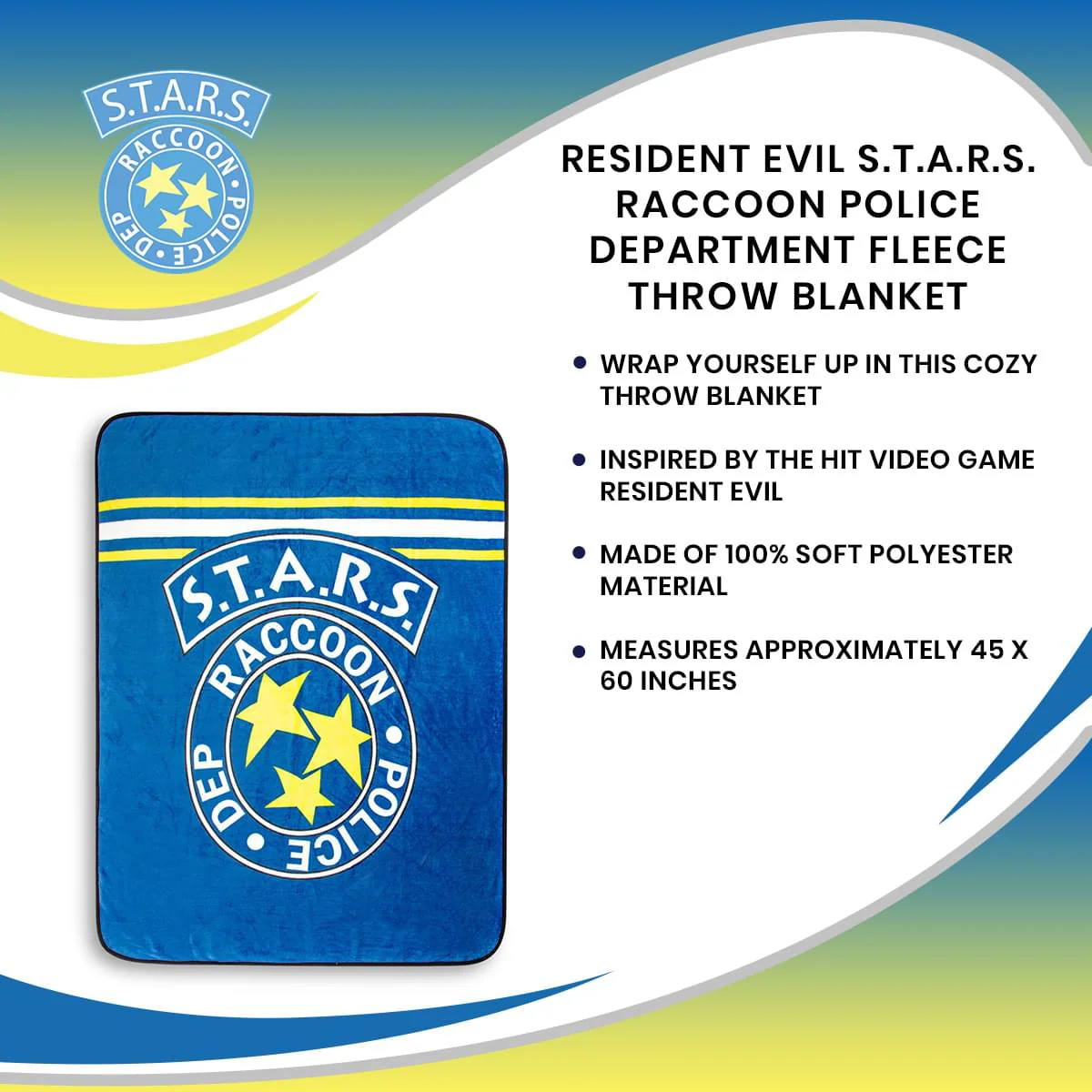 Resident Evil S.T.A.R.S. Raccoon Police Department Fleece Throw Blanket - Image 7