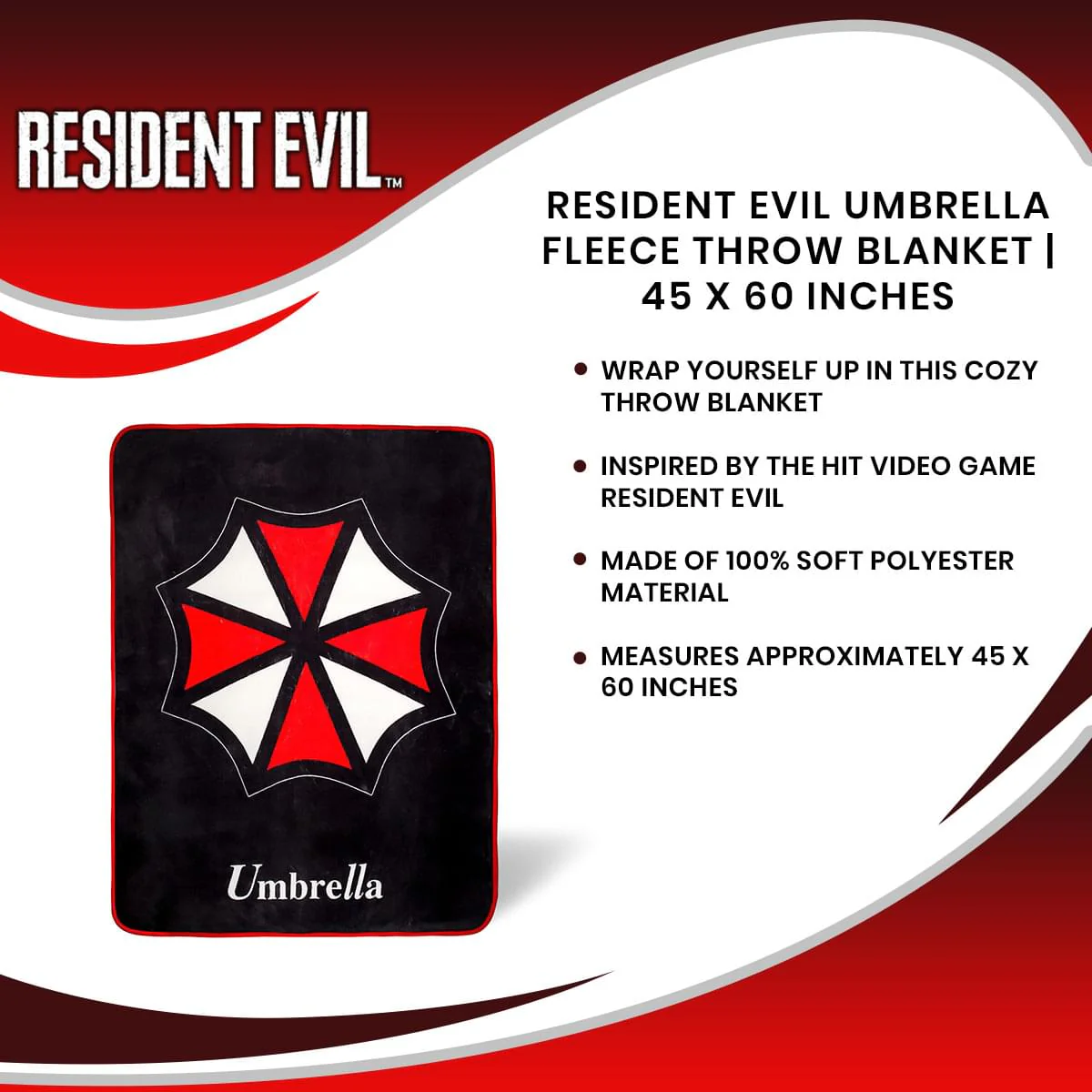 Resident Evil Umbrella Fleece Throw Blanket | 45 x 60 Inches - Image 7