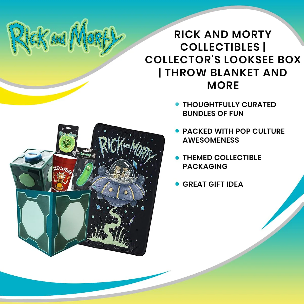 Rick and Morty Collectibles | Collector's LookSee Box | Throw Blanket and More - Image 2