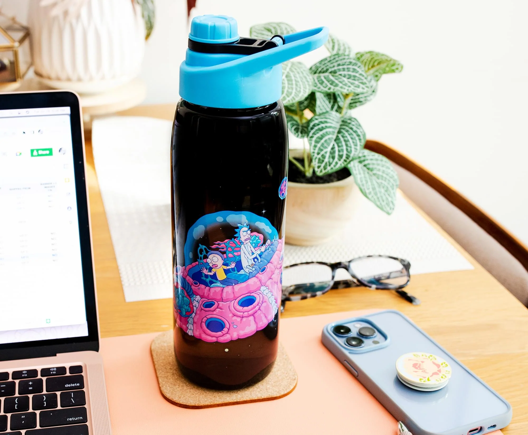 Rick and Morty Plastic Water Bottle With Screw-Top Lid | Holds 28 Ounces - Image 3