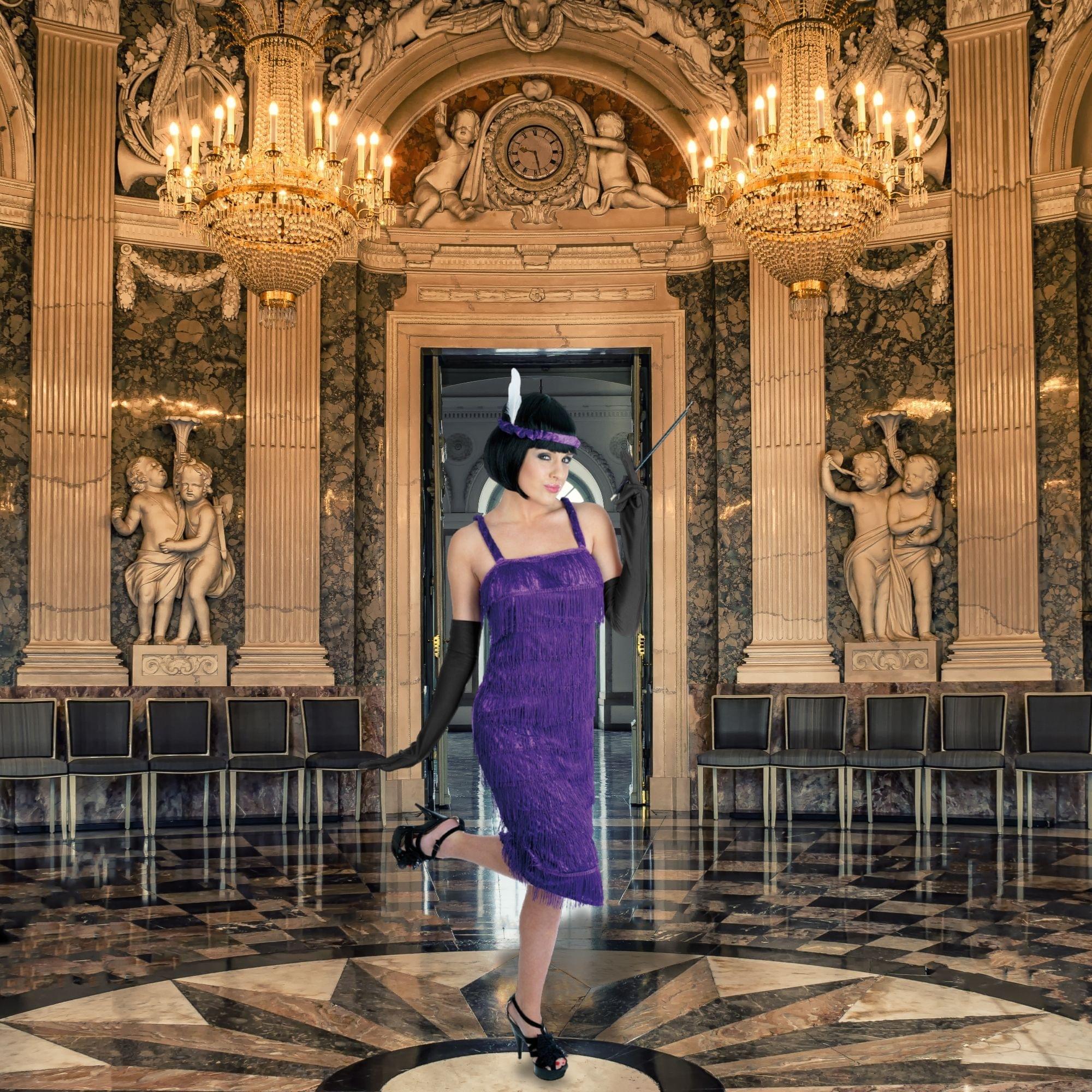 Roaring 20's Girl Adult Costume | Purple - Image 14