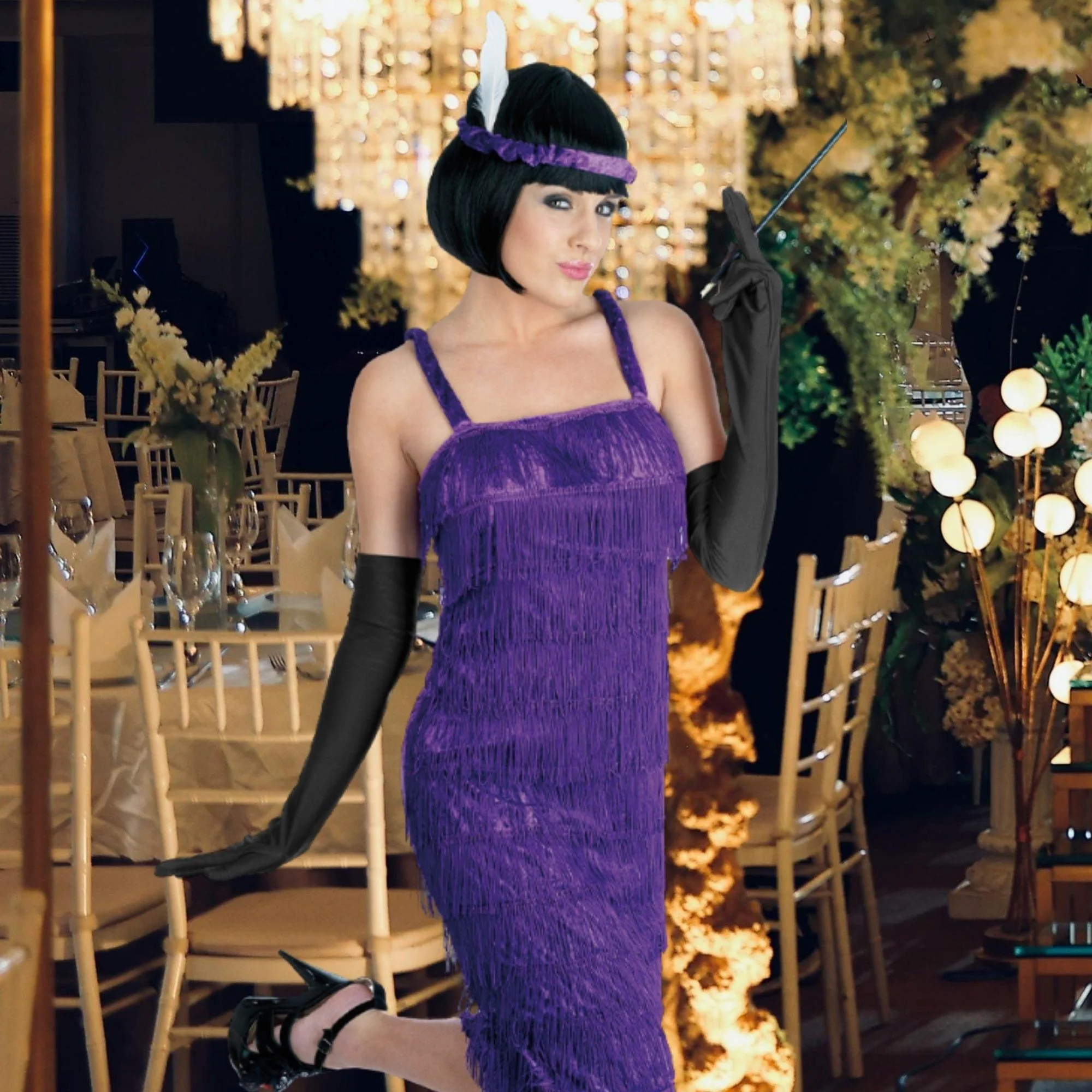 Roaring 20's Girl Adult Costume | Purple - Image 16