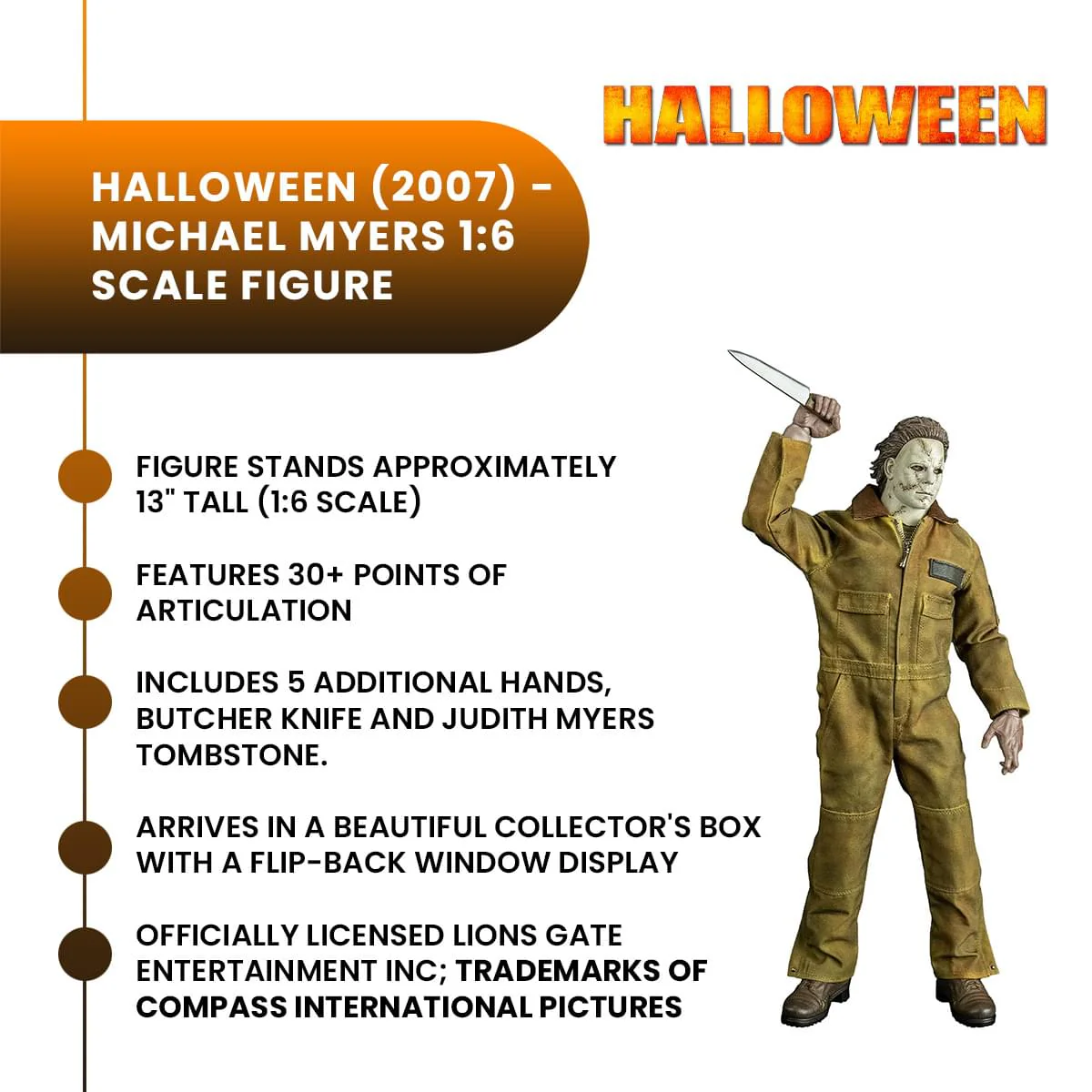 Rob Zombie Halloween (2007) Michael Myers 1:6 Scale Action Figure - Image 9