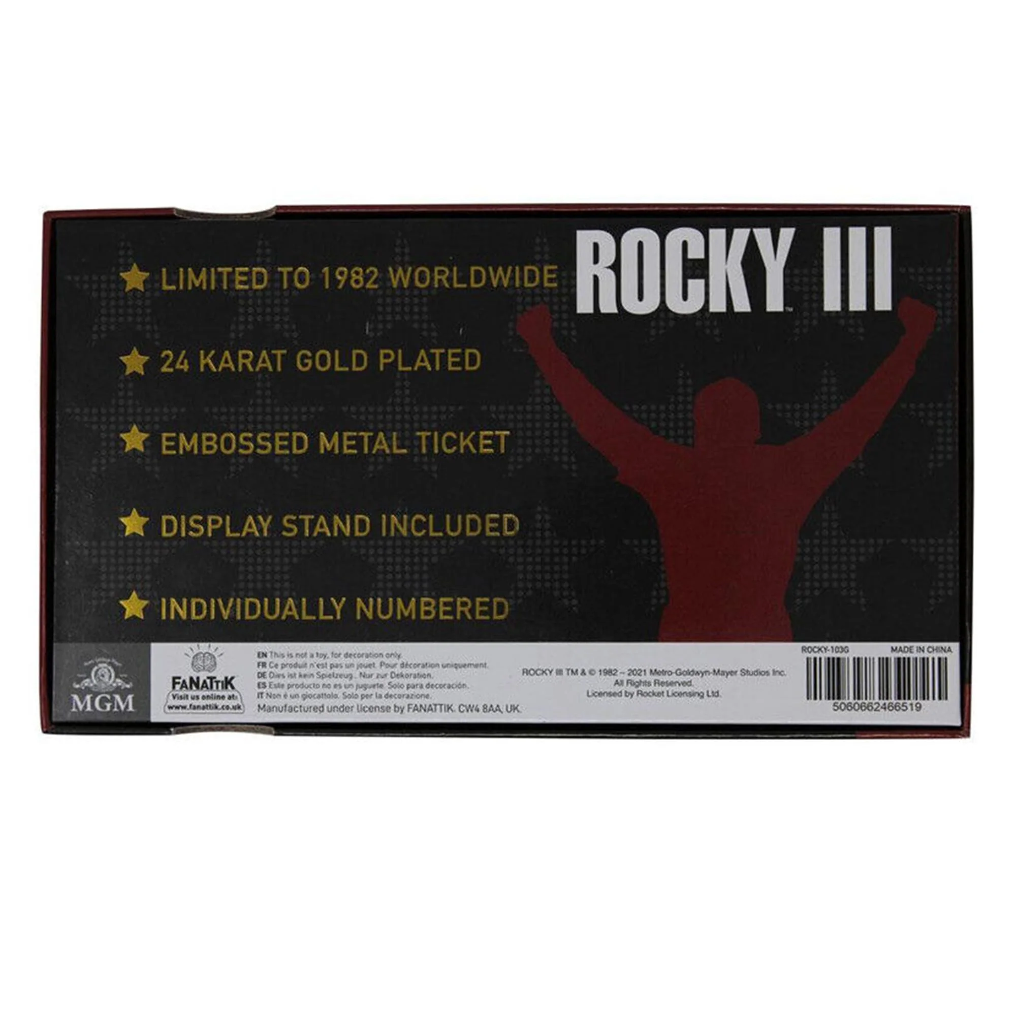 Rocky III Limited Edition 24k Gold Plated Fight Ticket - Image 7