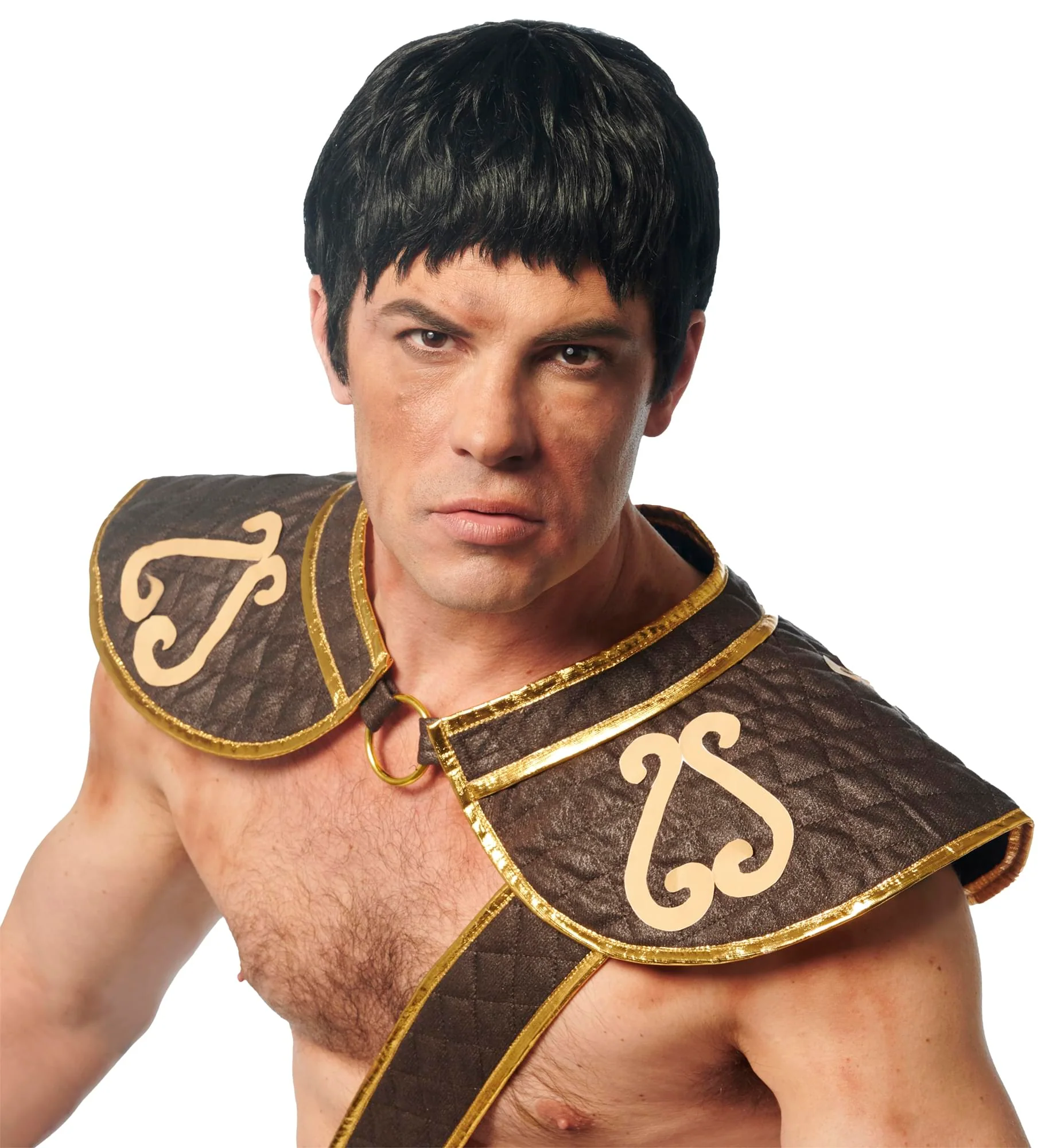 Roman Warrior Black Adult Costume Wig - Image 4