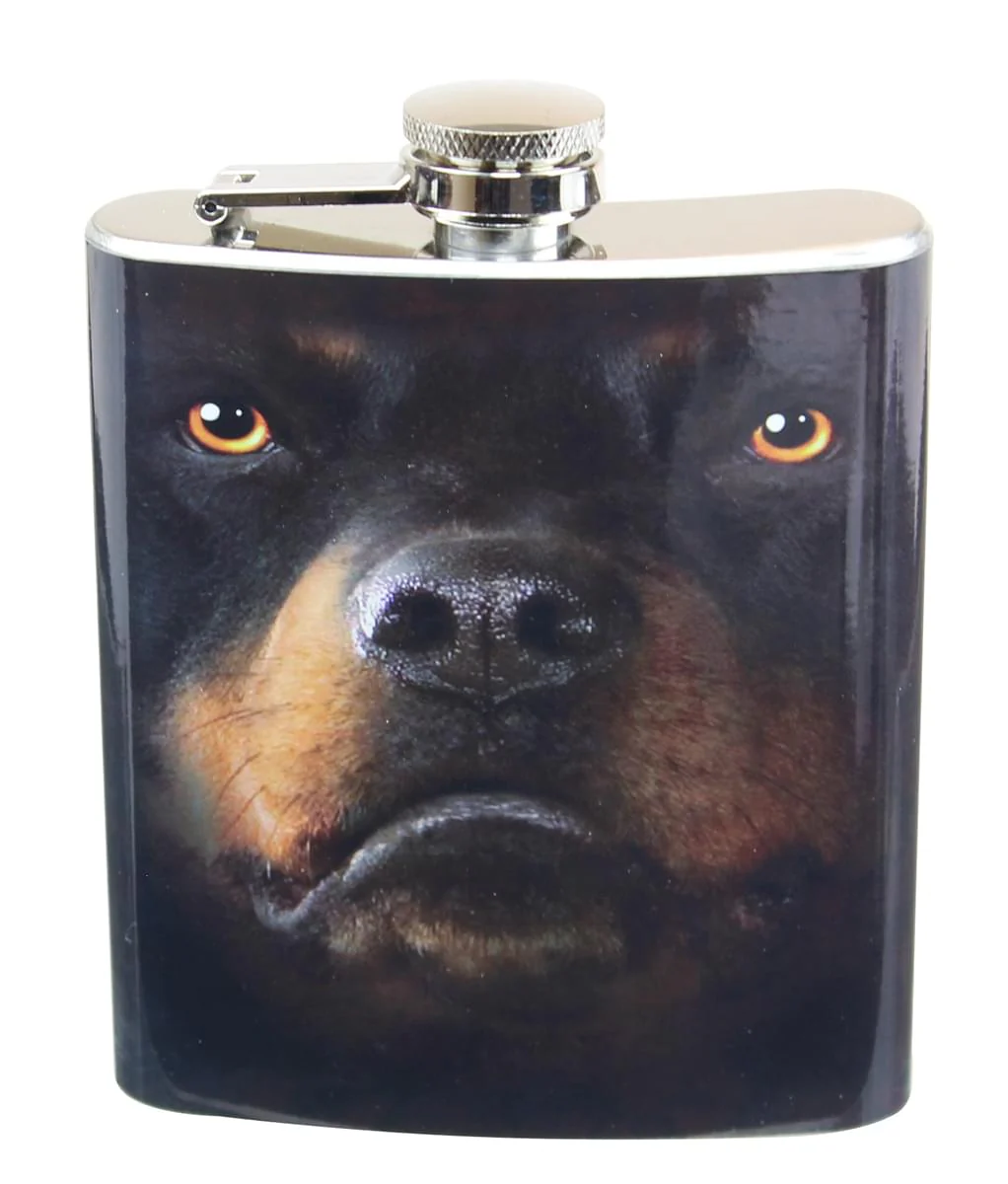 Rottweiler Face 7oz Flask
