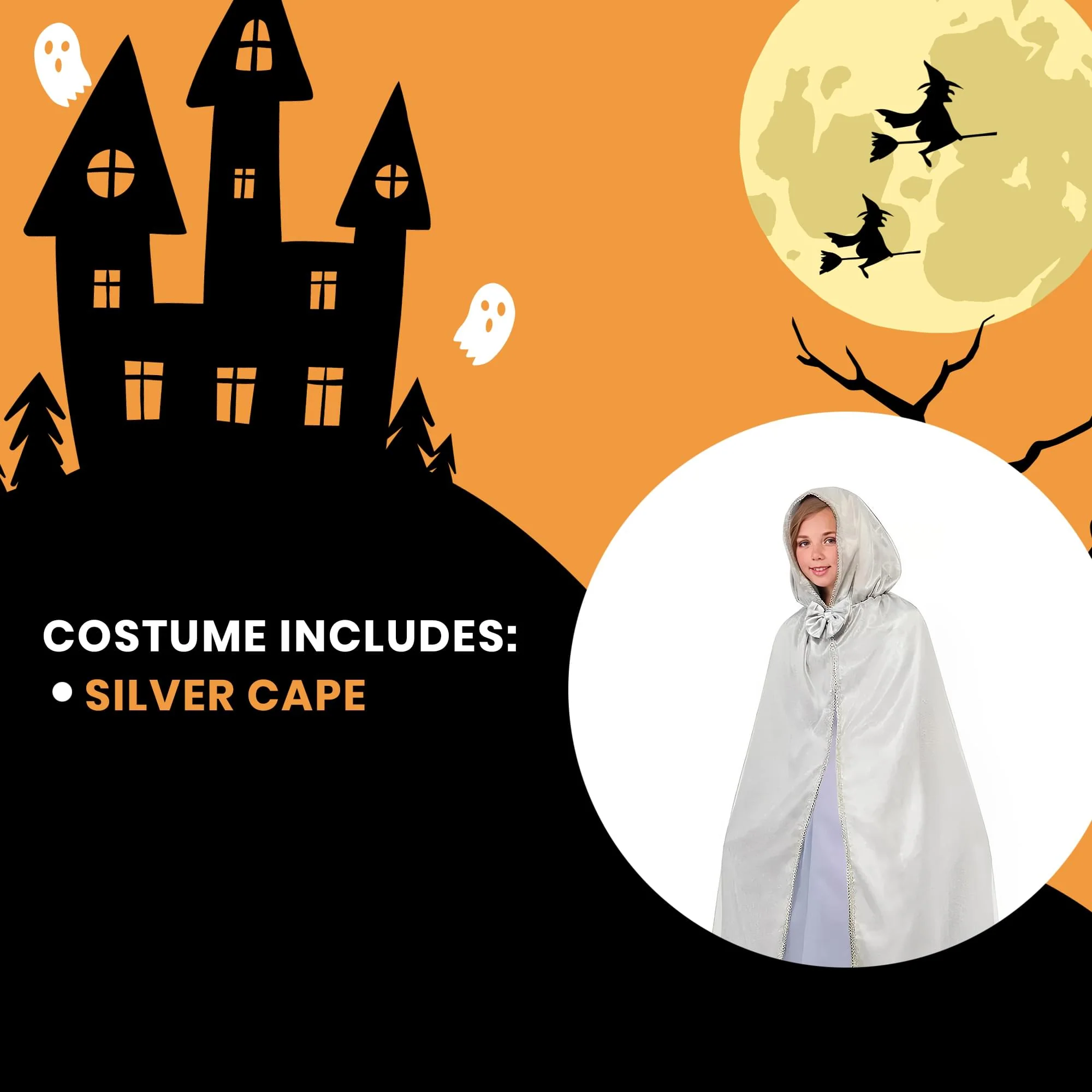 Royal Princess Silver Costume Cape Child Standard - Image 3