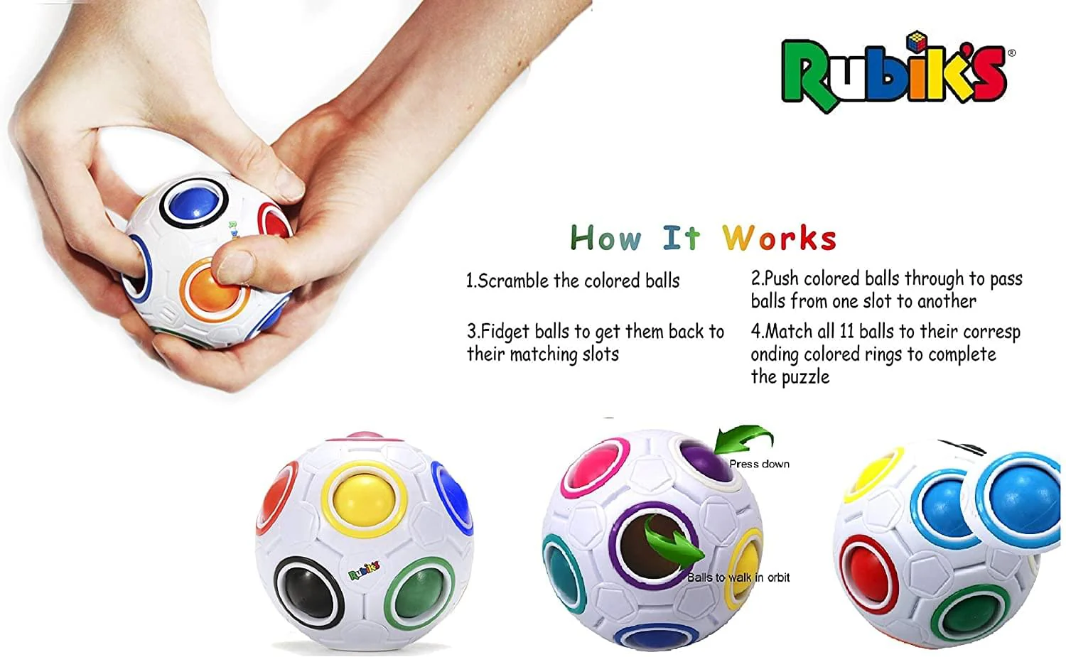 Rubiks 3 Piece Gift Set | Rainbow Ball | 2x Magic Stars - Image 4