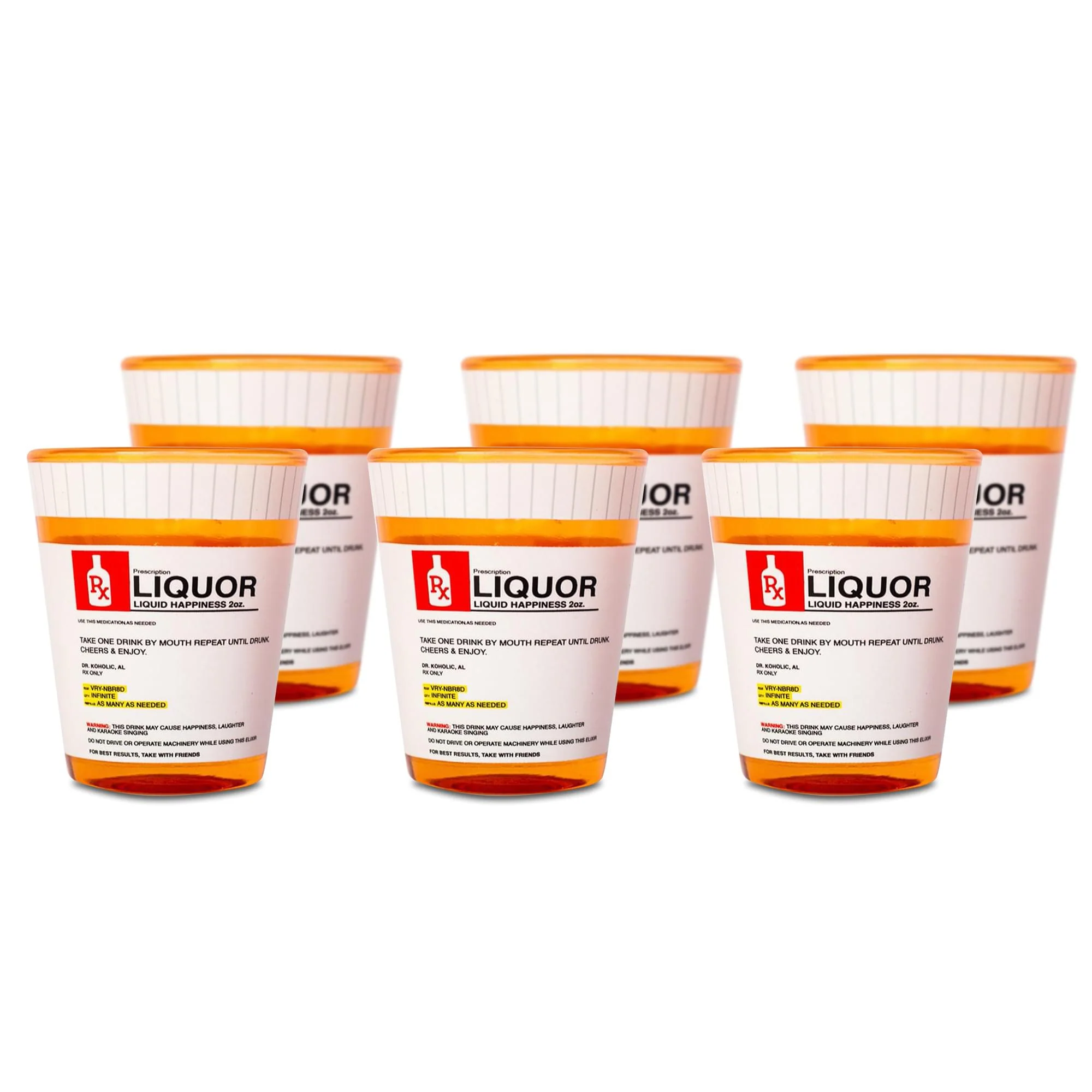 Rx Prescriptioon 2oz Shot Glass Set of 6