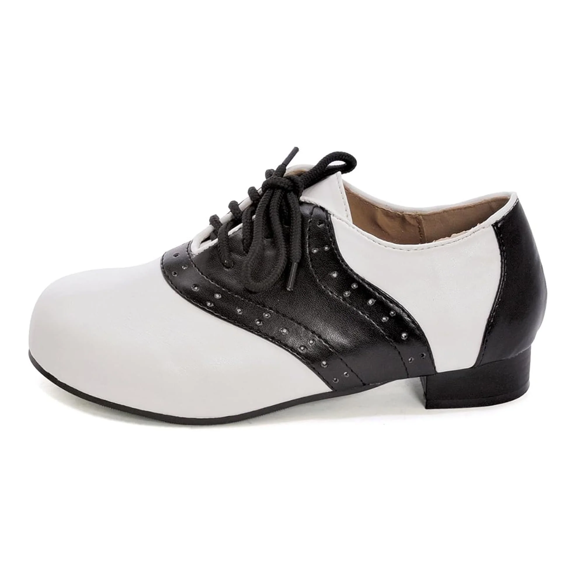 Saddle Shoe 1" Heel Child Shoes, White/Black - Image 3