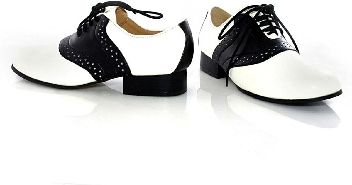 Saddle Shoe 1" Heel Child Shoes, White/Black - Image 6