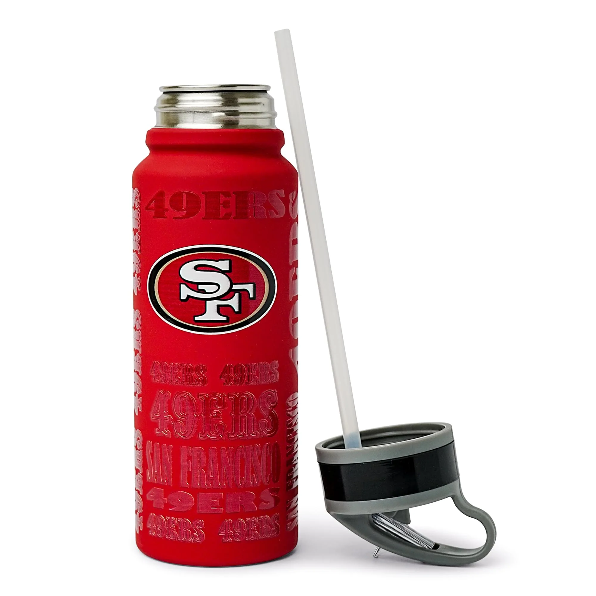 San Francisco 49ers Replay 25-Ounce Stainless Steel Flip-Top NFL Water Bottle - Image 7