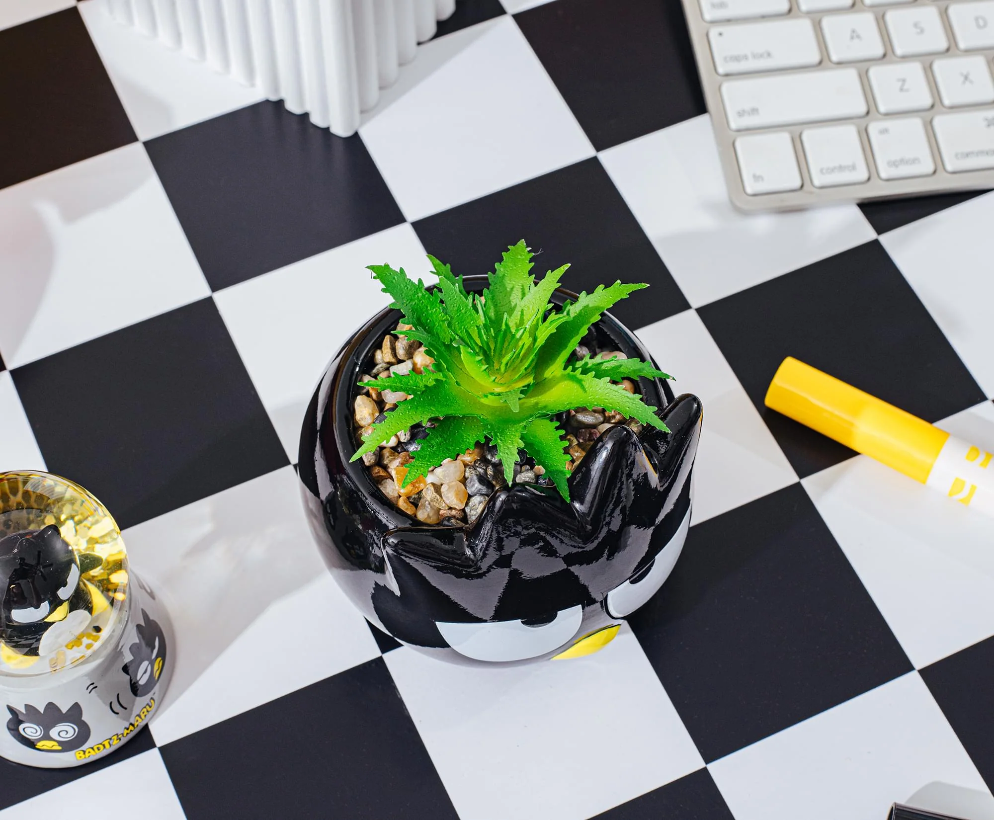 Sanrio Badtz-Maru 3-Inch Ceramic Mini Planter With Artificial Succulent - Image 5