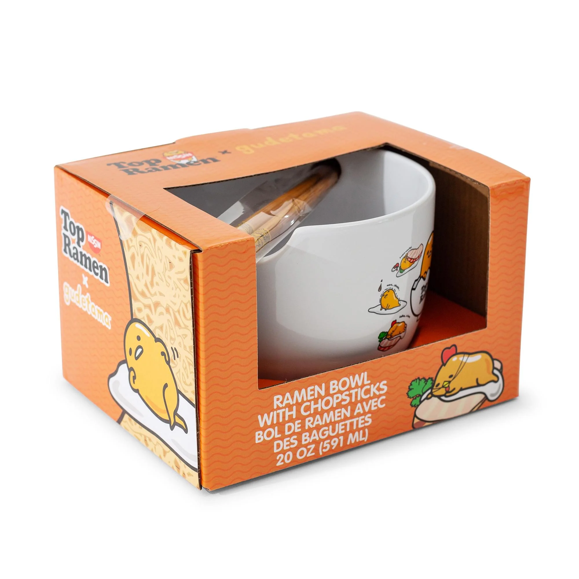 Sanrio Gudetama x Nissin Top Ramen Yolk Poses 20-Ounce Ramen Bowl With Chopsticks - Image 9