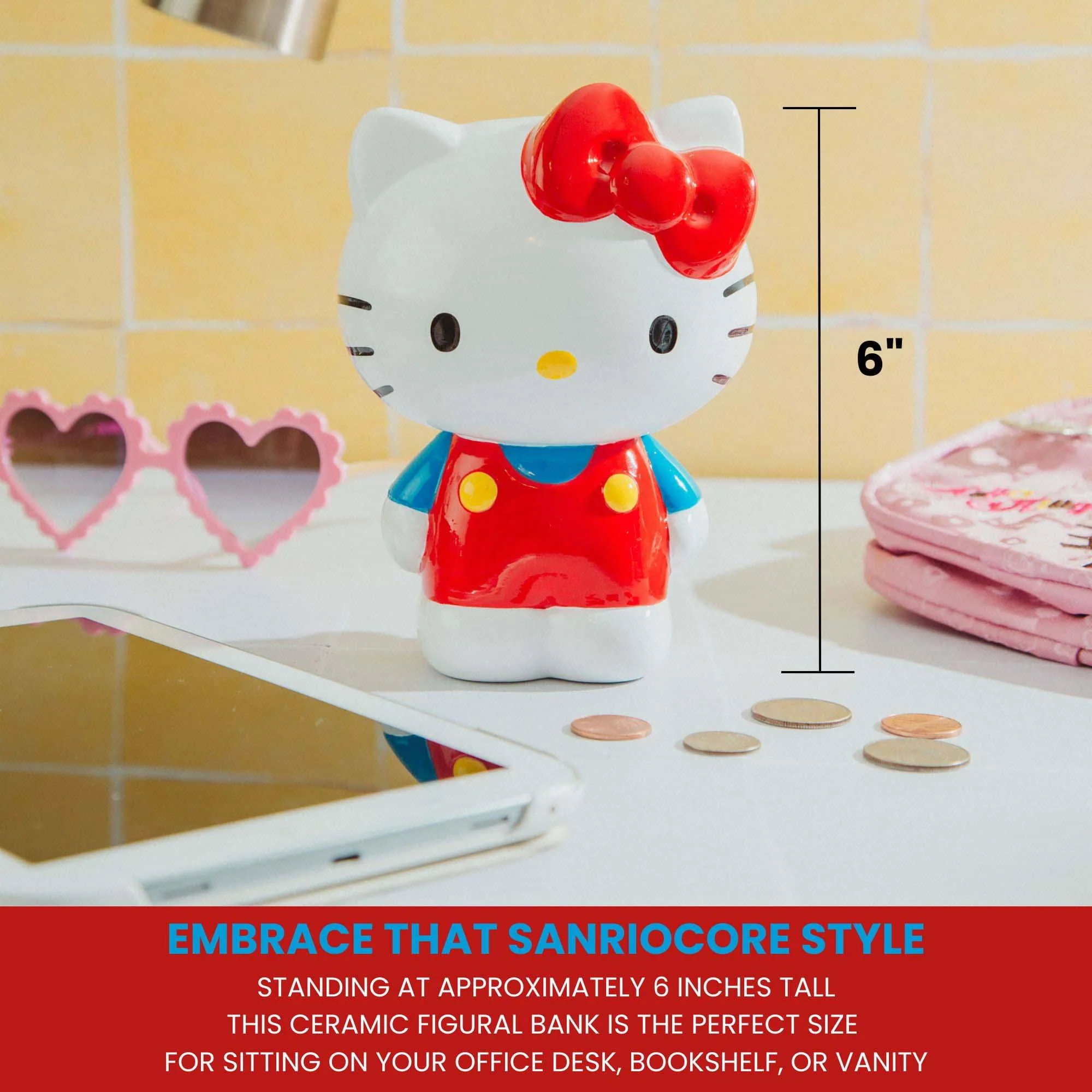 Sanrio Hello Kitty 6-Inch Ceramic Figural Coin Bank Storage - Image 6