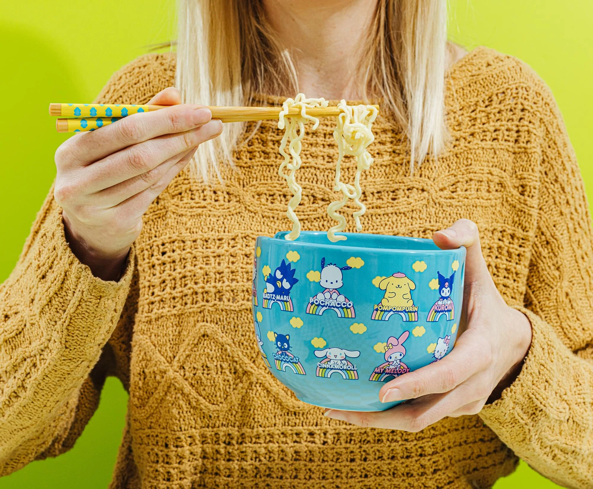 Sanrio Hello Kitty and Friends Blue 20-Ounce Ramen Bowl and Chopstick Set - Image 9