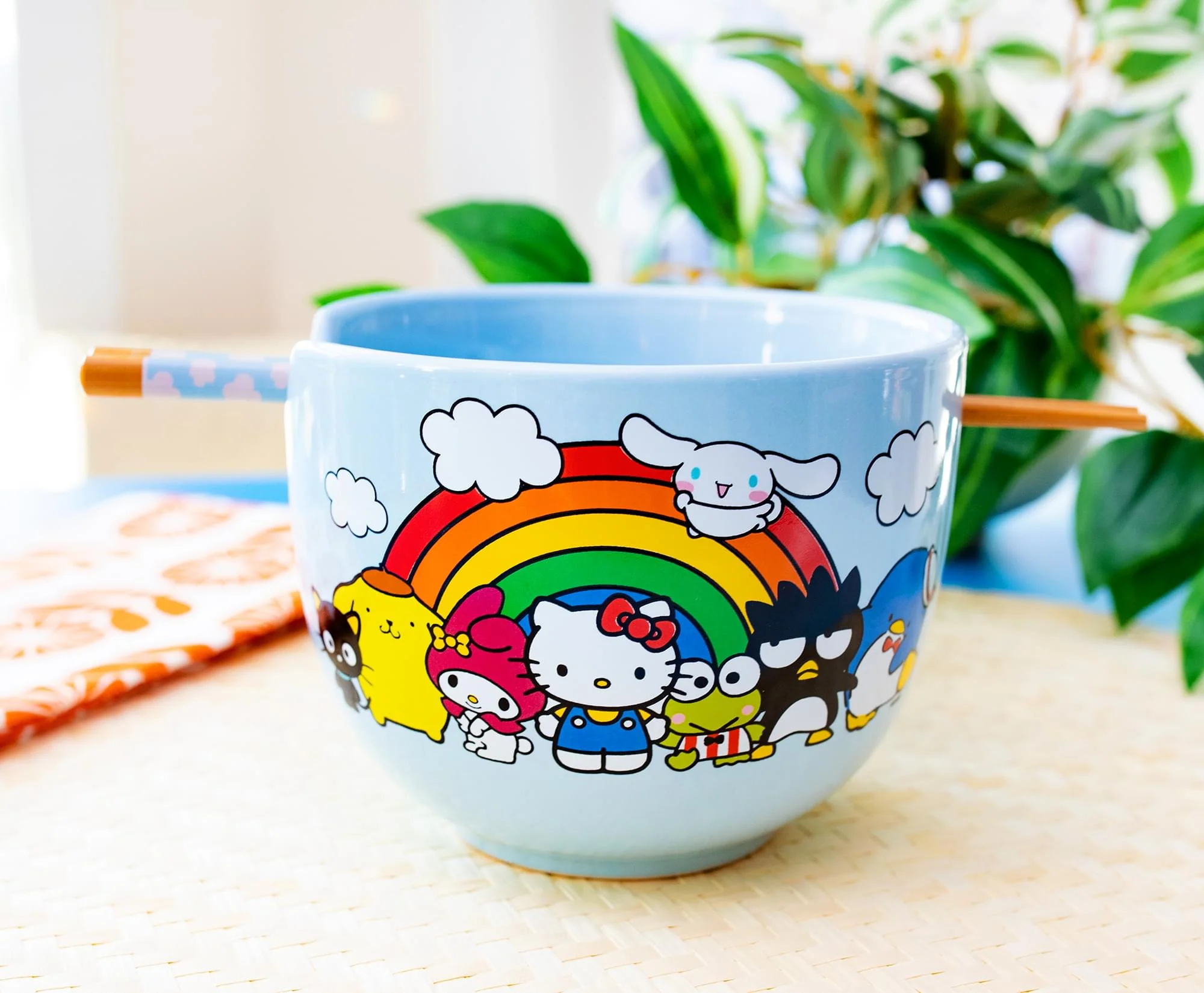 Sanrio Hello Kitty and Friends Rainbow Ceramic Ramen Bowl and Chopstick Set - Image 3