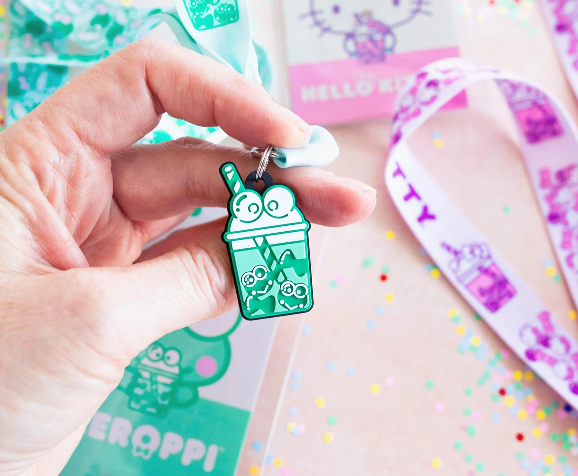 Sanrio Hello Kitty and Keroppi Boba Tea Lanyards With Badge Holders | Set of 2 - Image 7