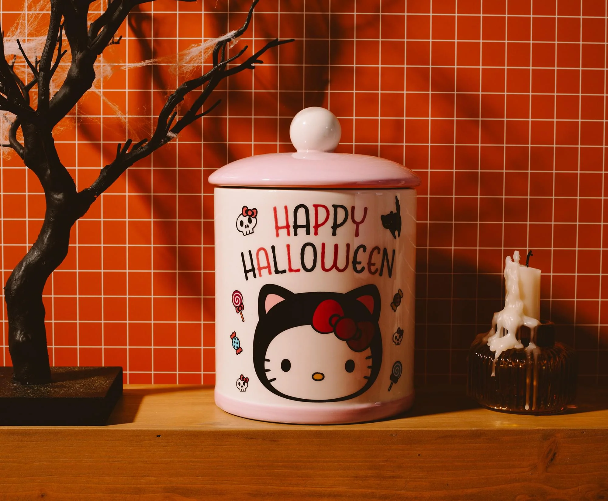 Sanrio Hello Kitty Black Cat "Happy Halloween" Ceramic Snack Jar | 8 Inches Tall - Image 3