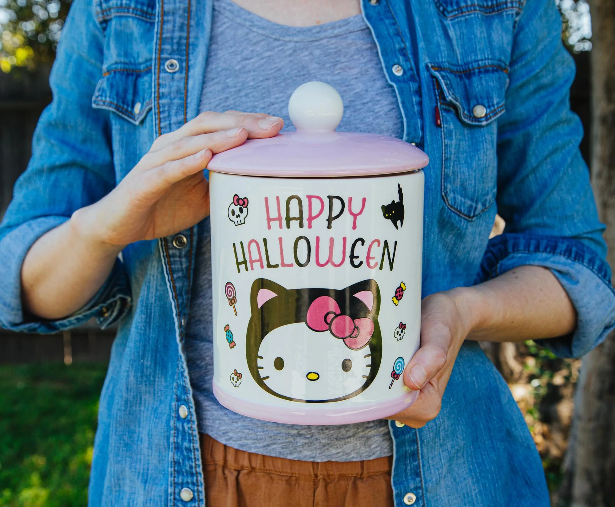 Sanrio Hello Kitty Black Cat "Happy Halloween" Ceramic Snack Jar | 8 Inches Tall - Image 5
