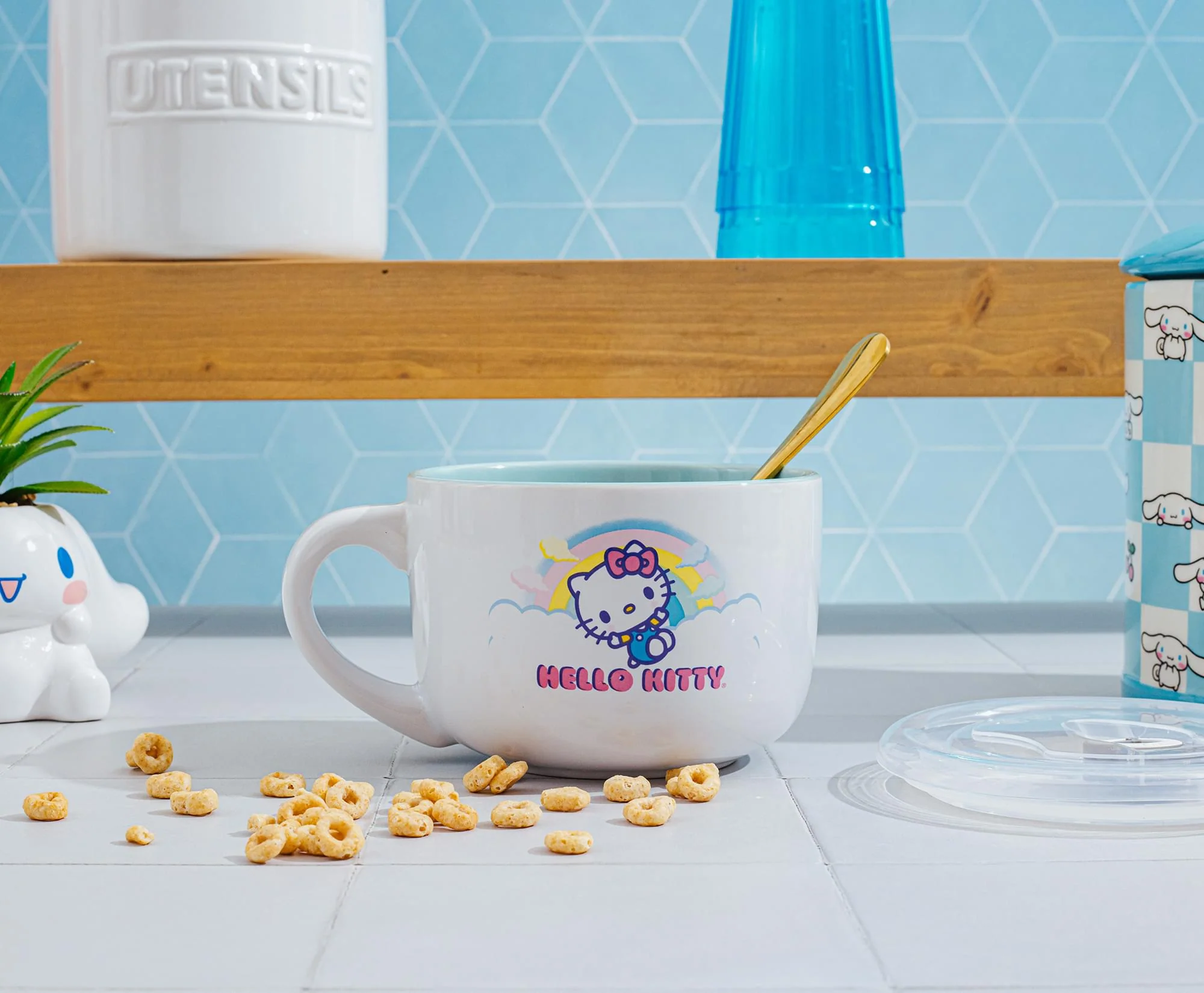 Sanrio Hello Kitty Clouds Ceramic Soup Mug With Vented Lid | Holds 24 Ounces - Image 4