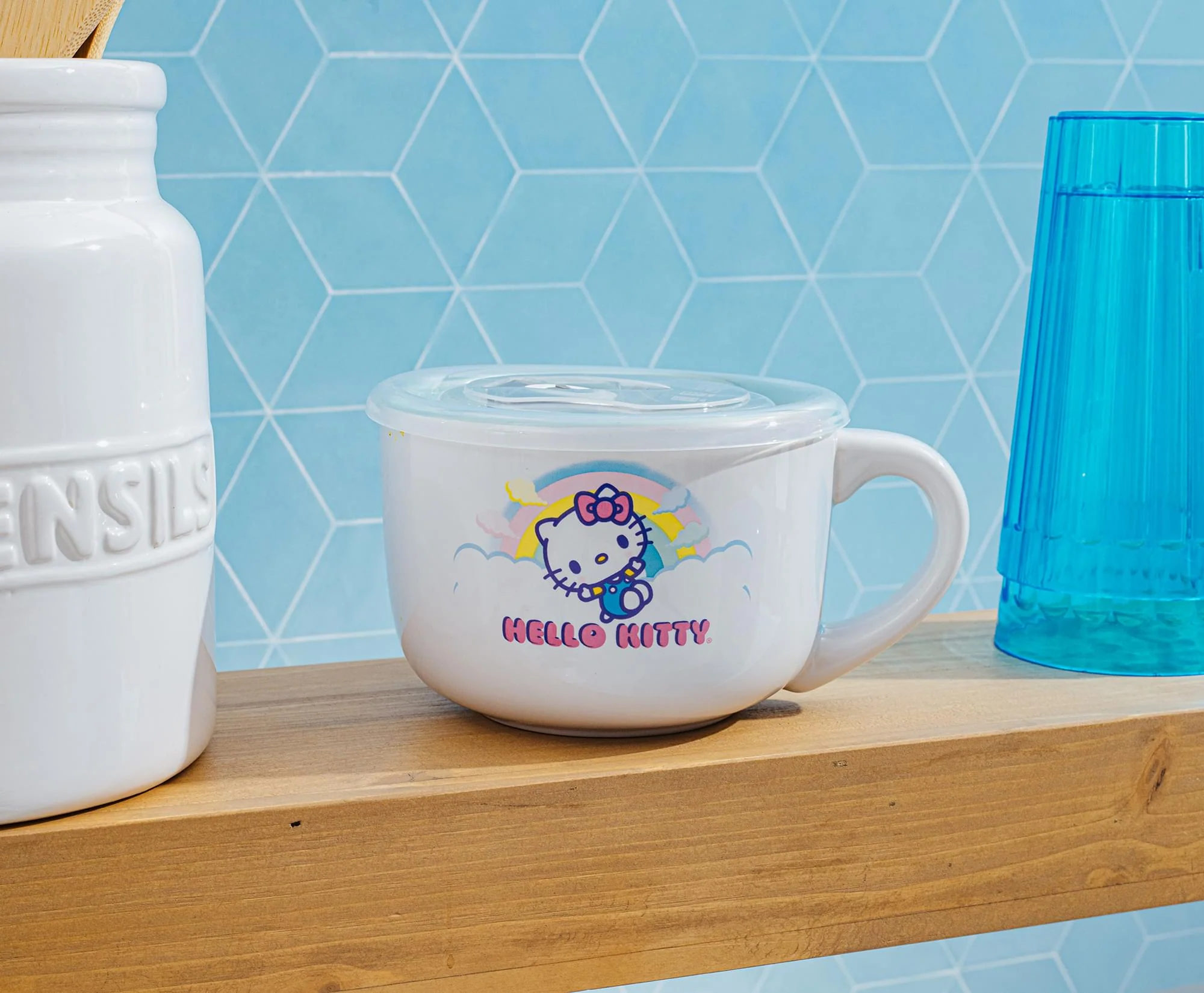 Sanrio Hello Kitty Clouds Ceramic Soup Mug With Vented Lid | Holds 24 Ounces - Image 6