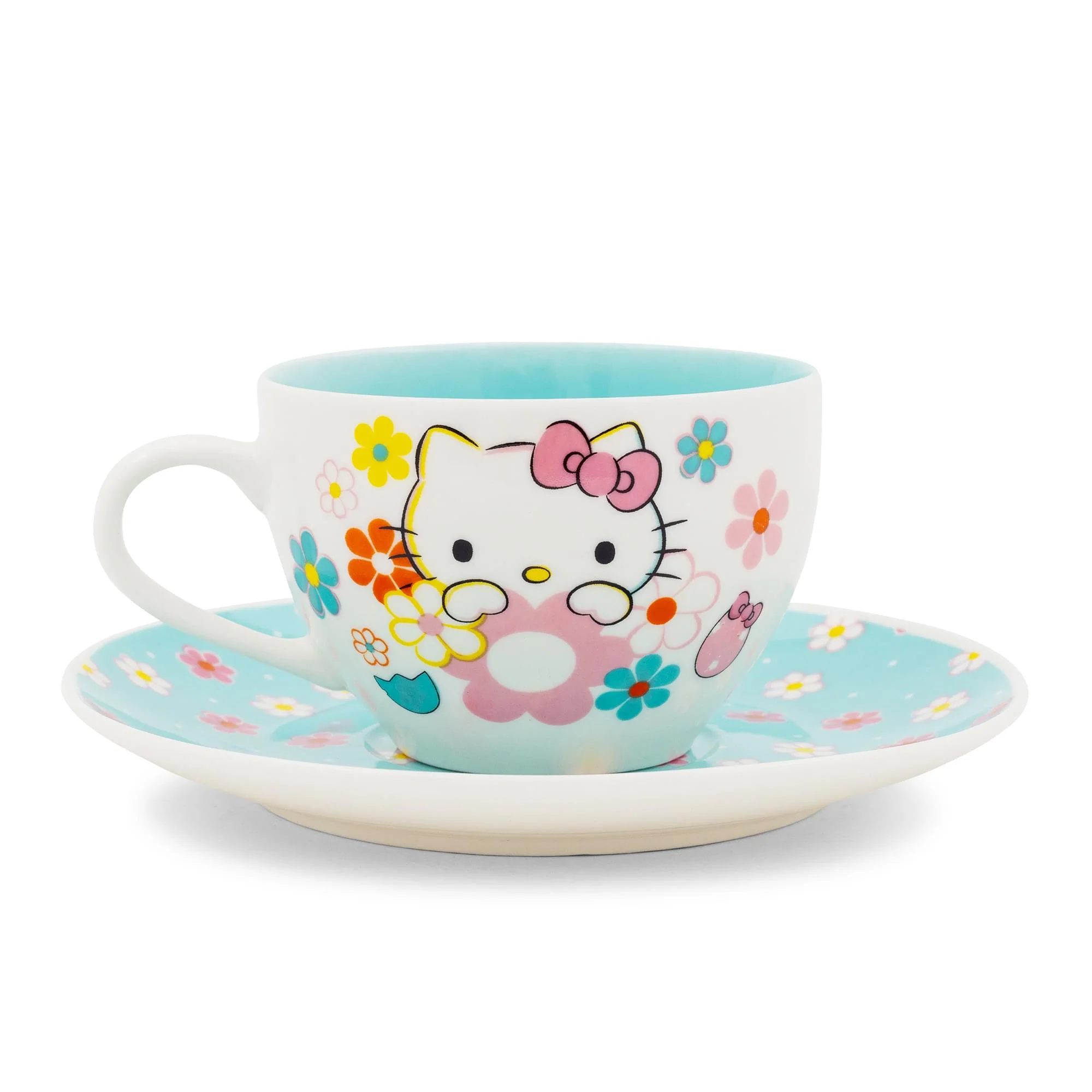 Sanrio Hello Kitty Floral Bone China Teacup and Saucer Set | Holds 7 Ounces - Image 2