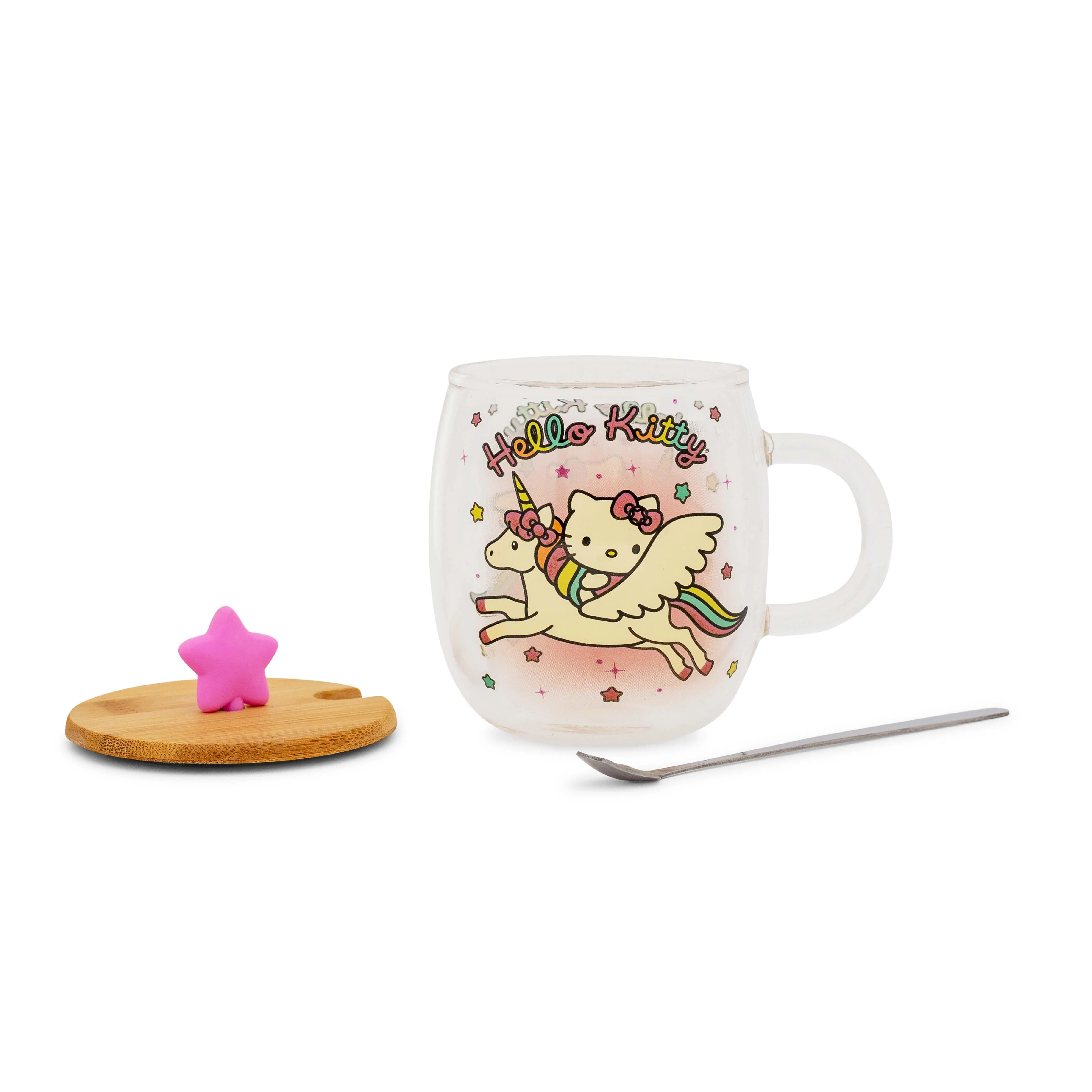Sanrio Hello Kitty Glass Mug With Star-Topper Lid and Spoon | Holds 17 Ounces - Image 3