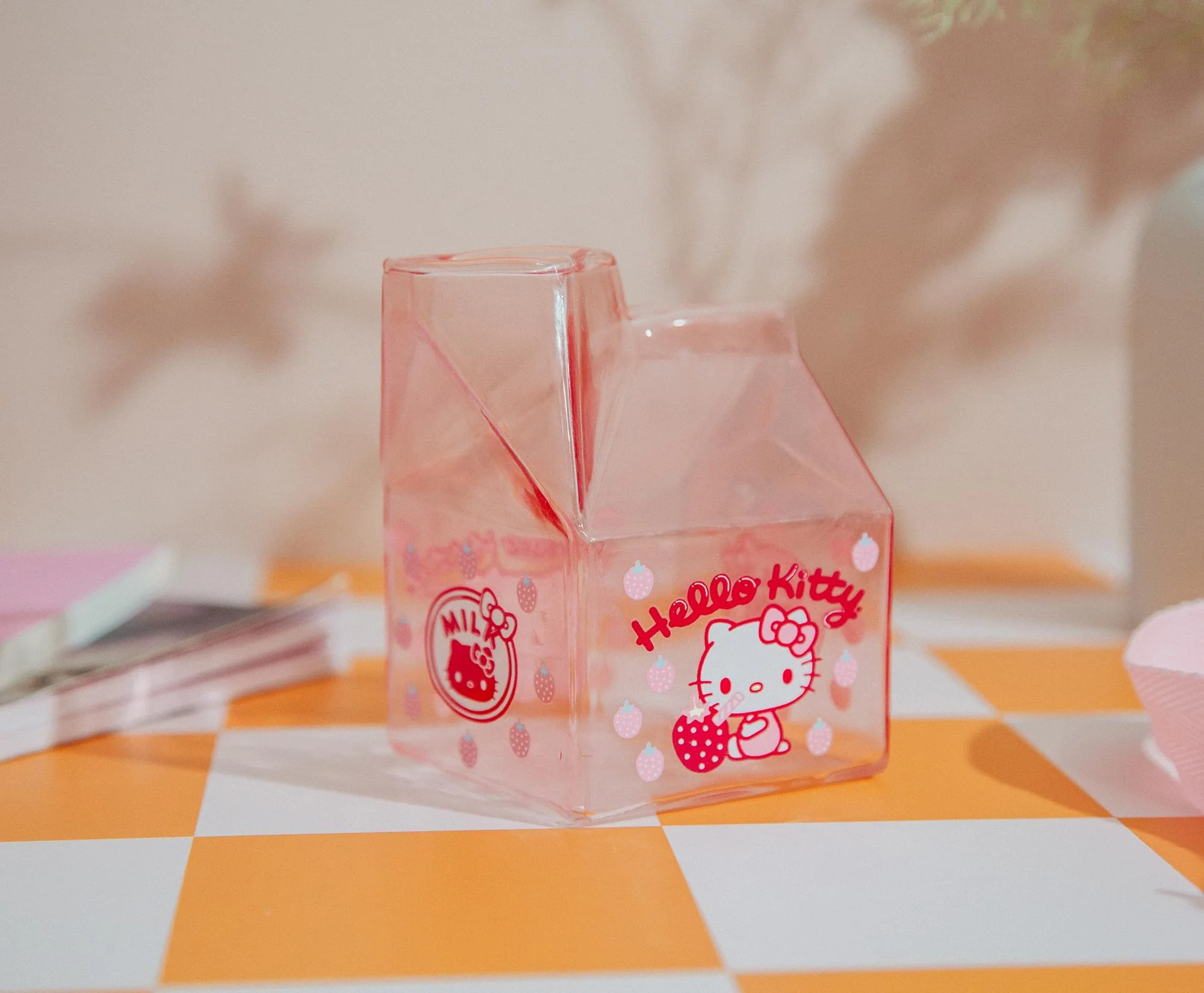Sanrio Hello Kitty Glass Strawberry Milk Carton | Holds 12 Ounces - Image 9
