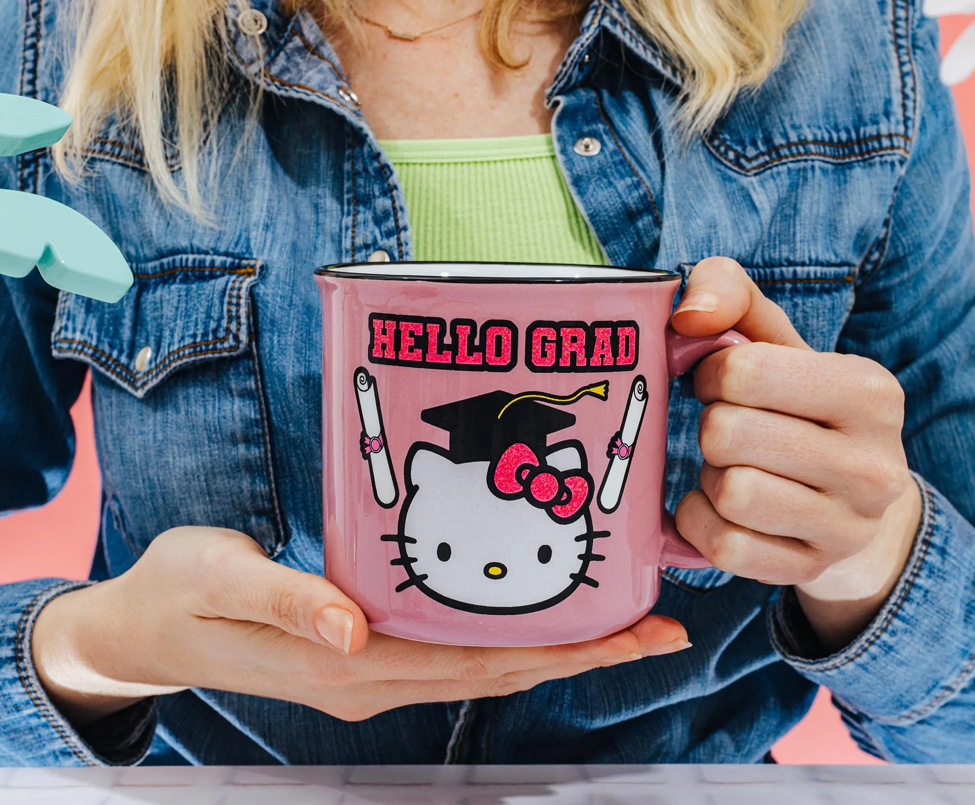 Sanrio Hello Kitty "Hello Grad" Ceramic Glitter Camper Mug | Holds 20 Ounces - Image 8