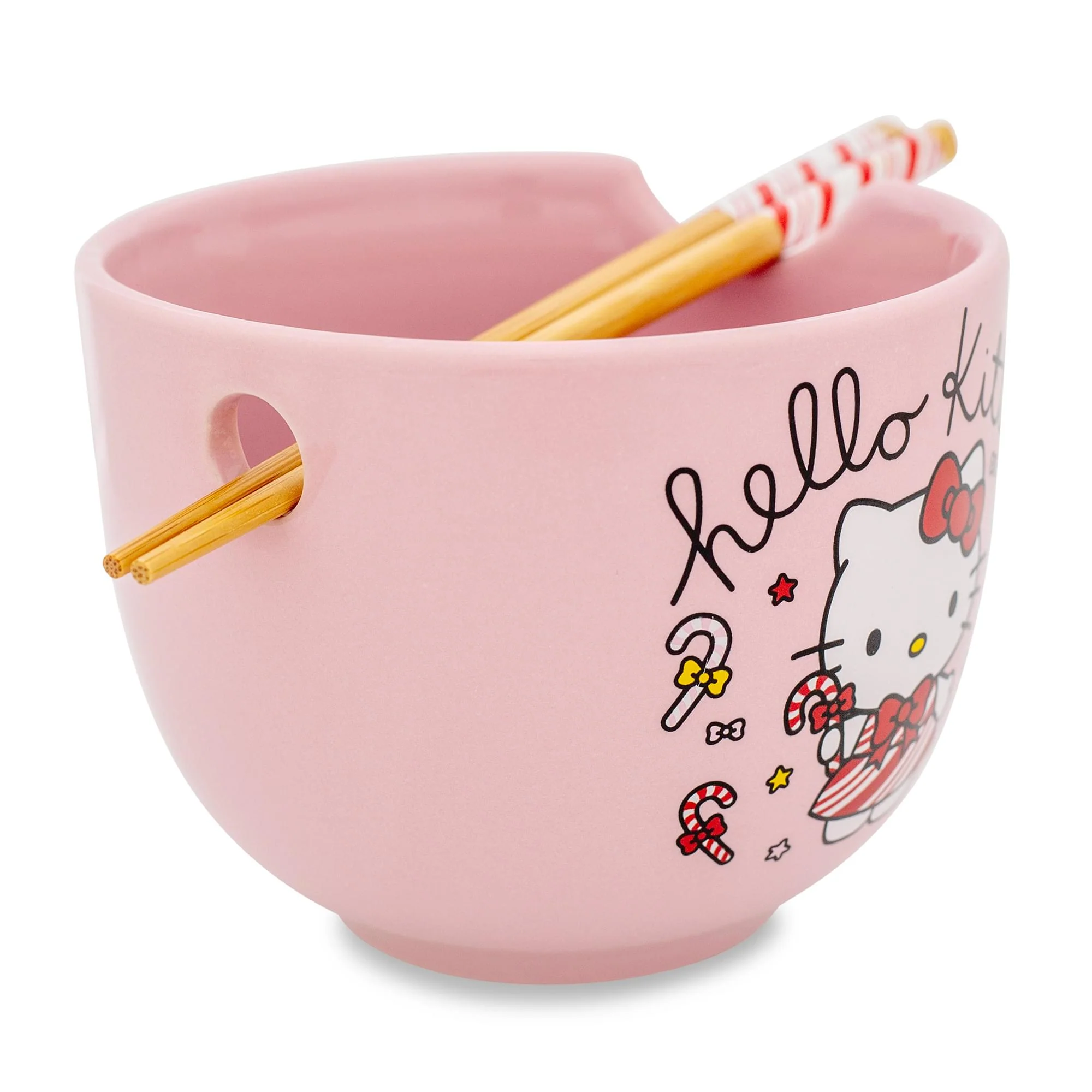 Sanrio Hello Kitty Holiday 20-Ounce Ceramic Ramen Bowl and Chopstick Set - Image 2
