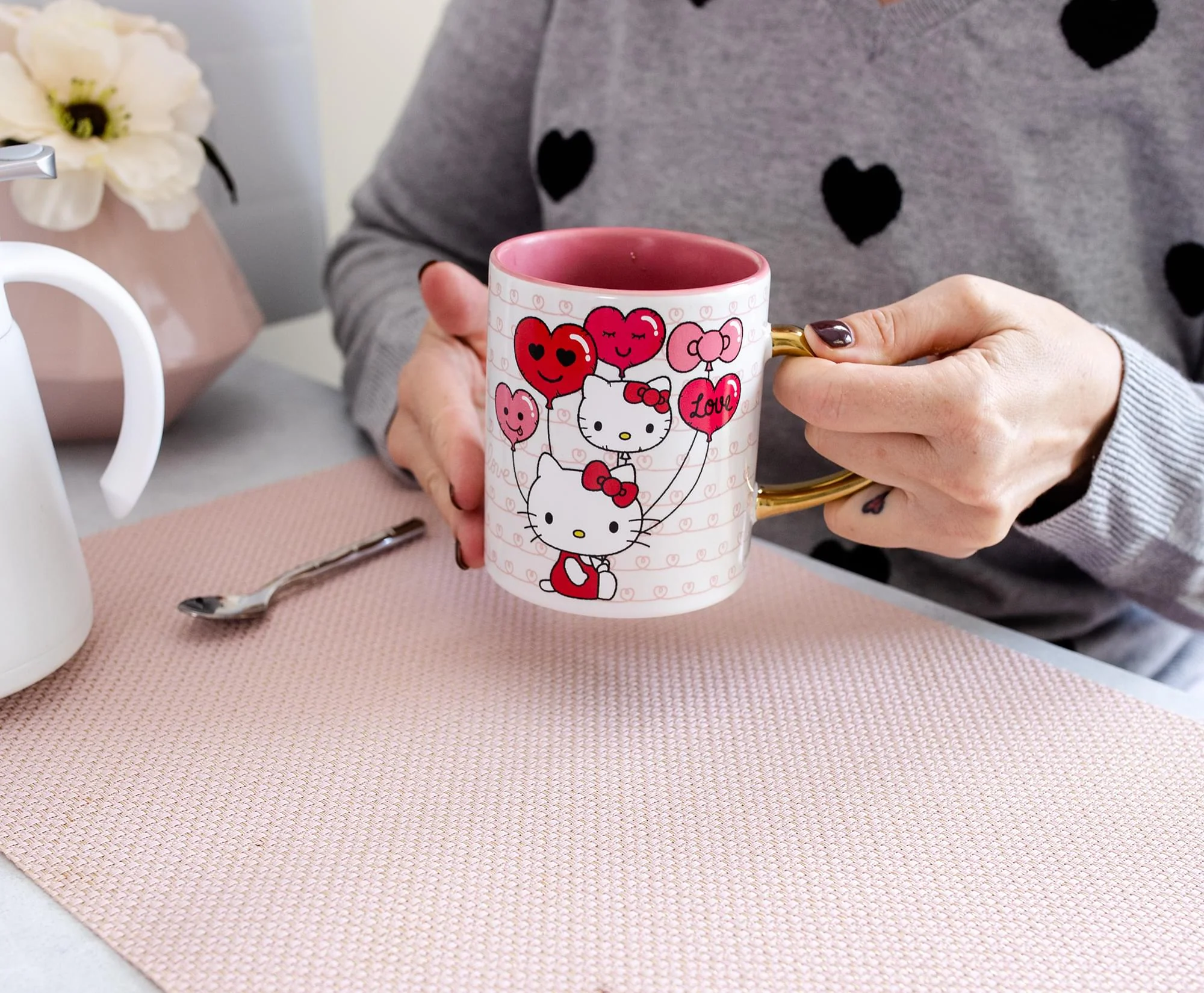 Sanrio Hello Kitty Love Heart-Shaped Handle Ceramic Mug | Holds 14 Ounces - Image 6