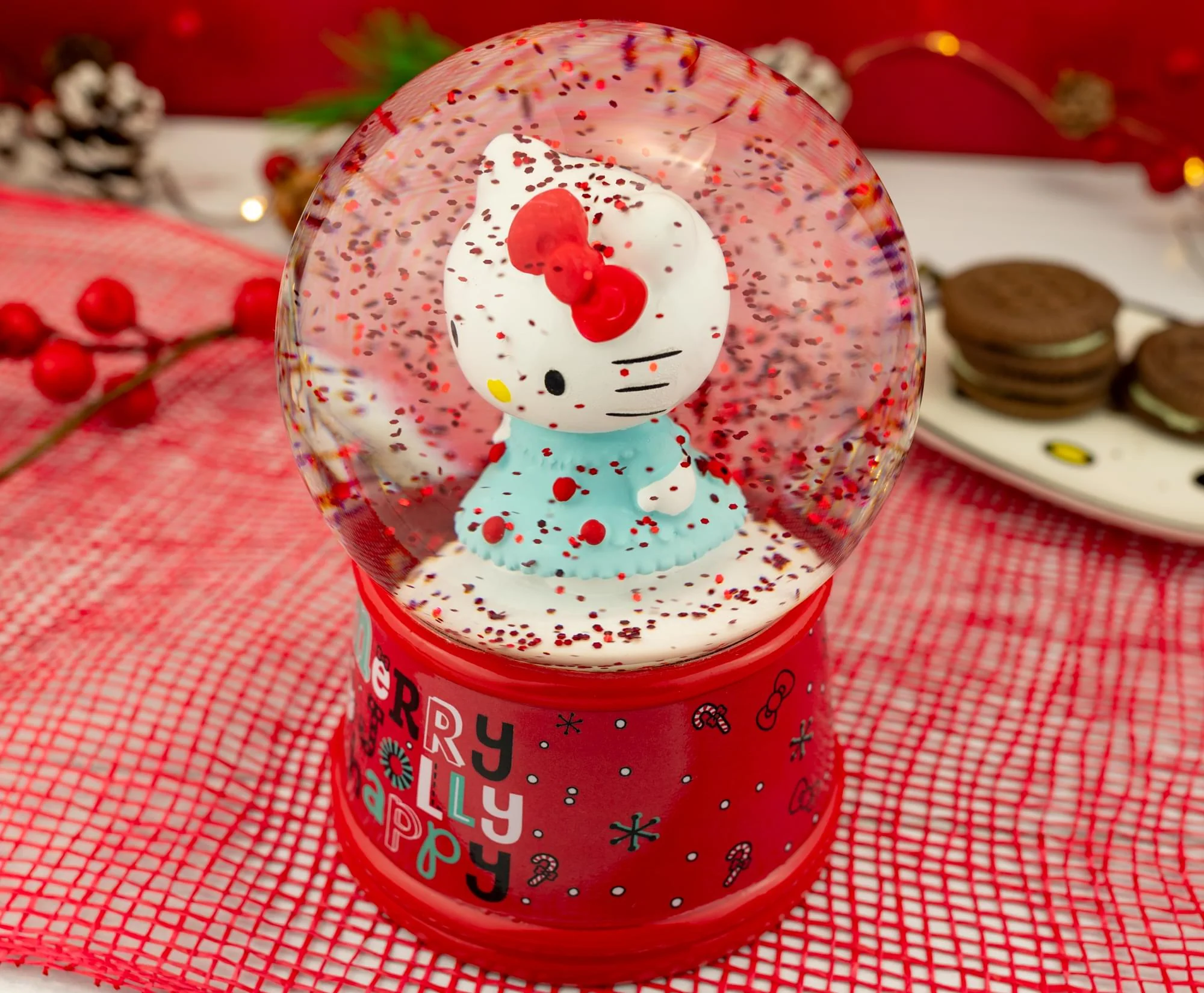 Sanrio Hello Kitty "Merry Jolly Happy" Snow Globe | 6 Inches Tall - Image 5