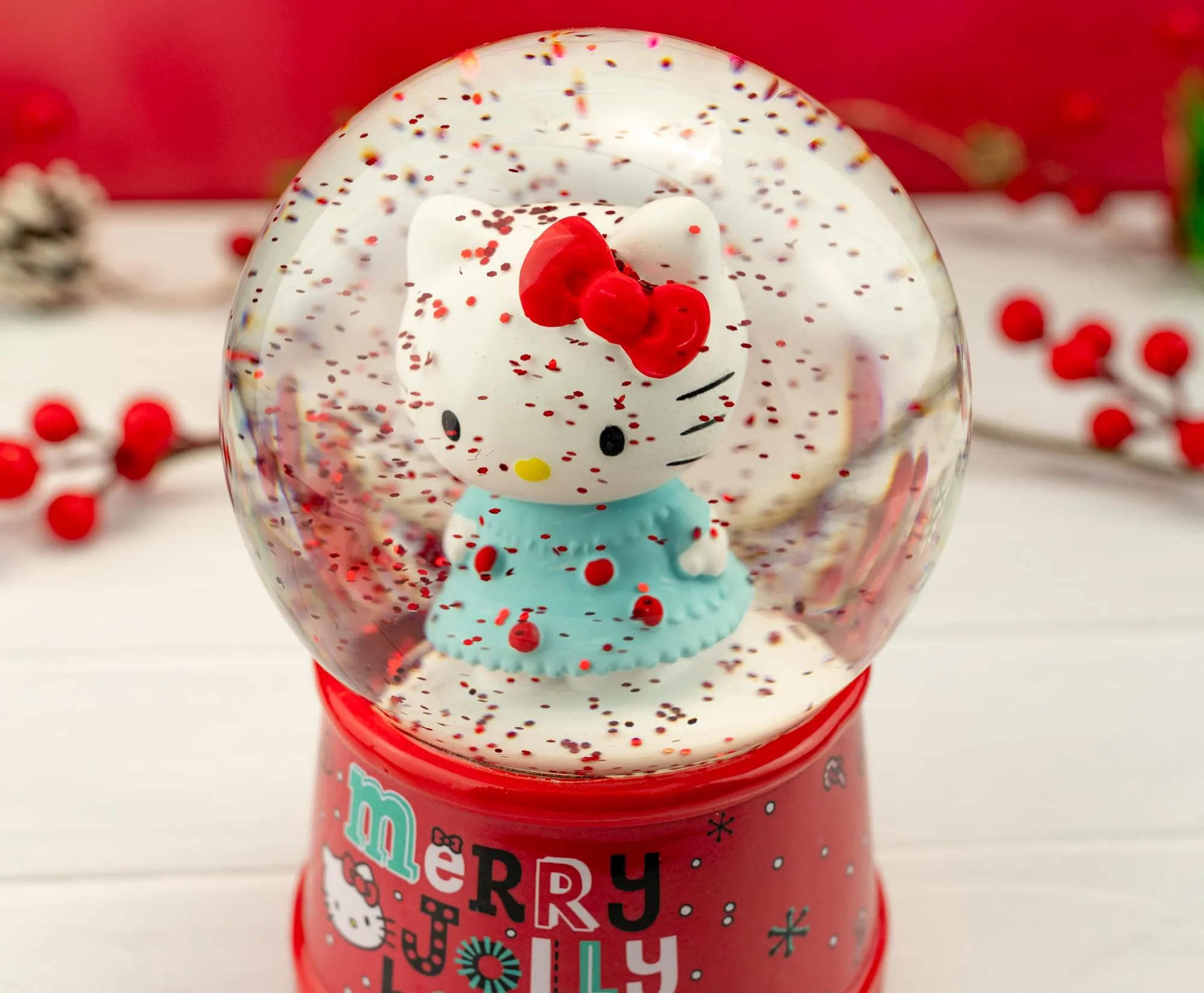 Sanrio Hello Kitty "Merry Jolly Happy" Snow Globe | 6 Inches Tall - Image 7