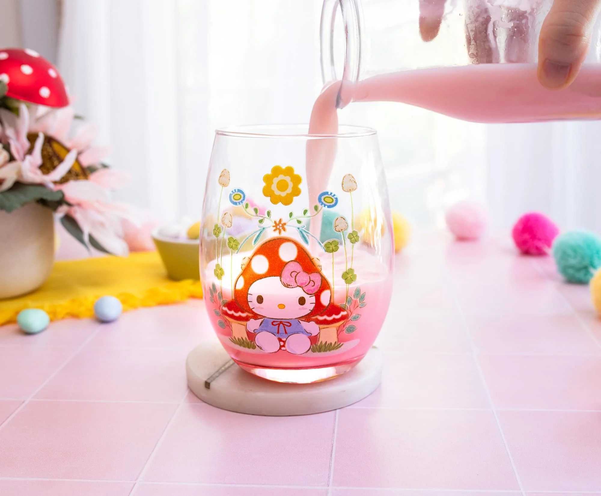 Sanrio Hello Kitty Mushroom Art Stemless Wine Glass | Holds 20 Ounces - Image 7