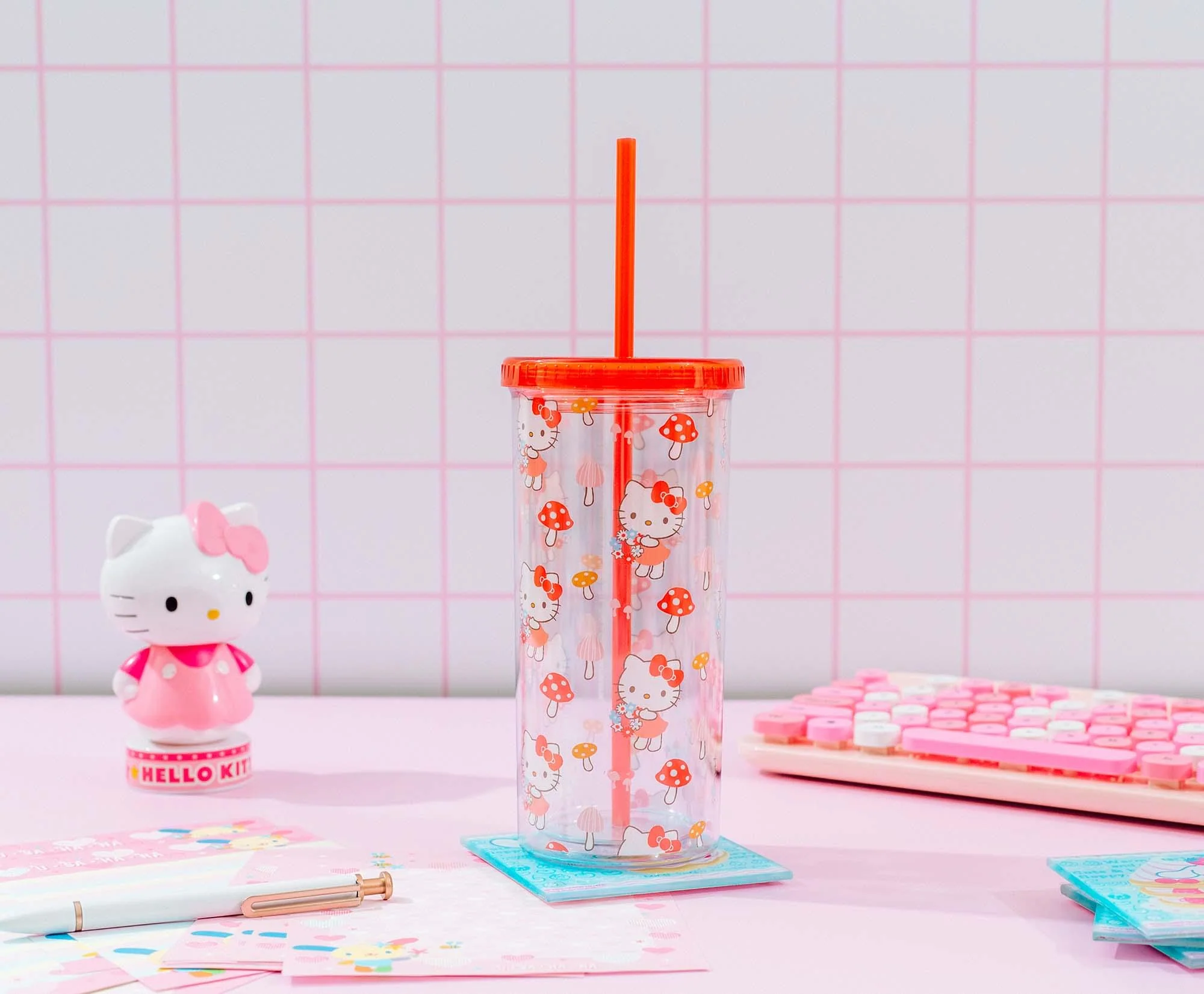 Sanrio Hello Kitty Mushrooms Carnival Cup With Lid and Straw | Holds 20 Ounces - Image 4