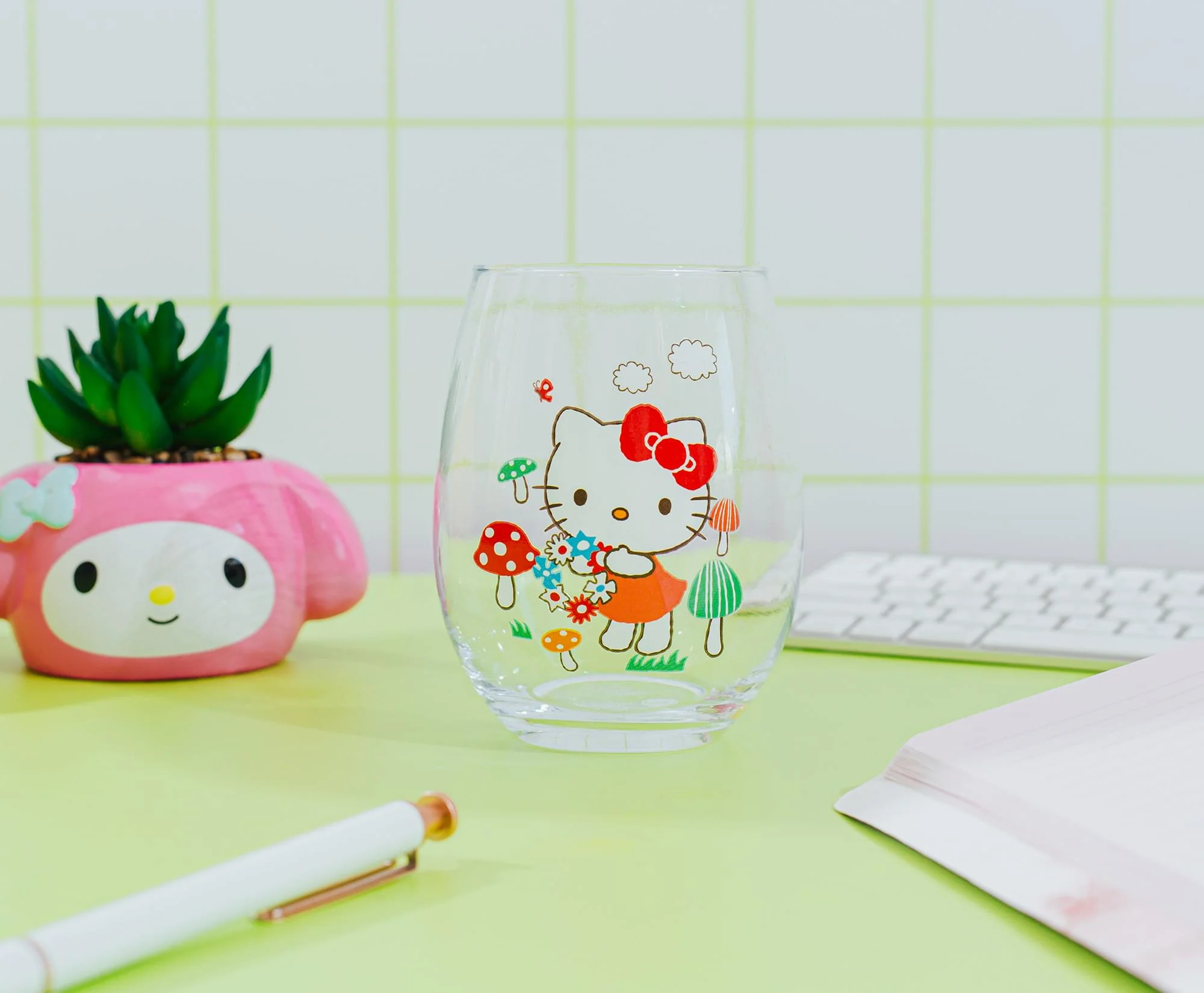 Sanrio Hello Kitty Mushrooms Stemless Wine Glass | Holds 20 Ounces - Image 3