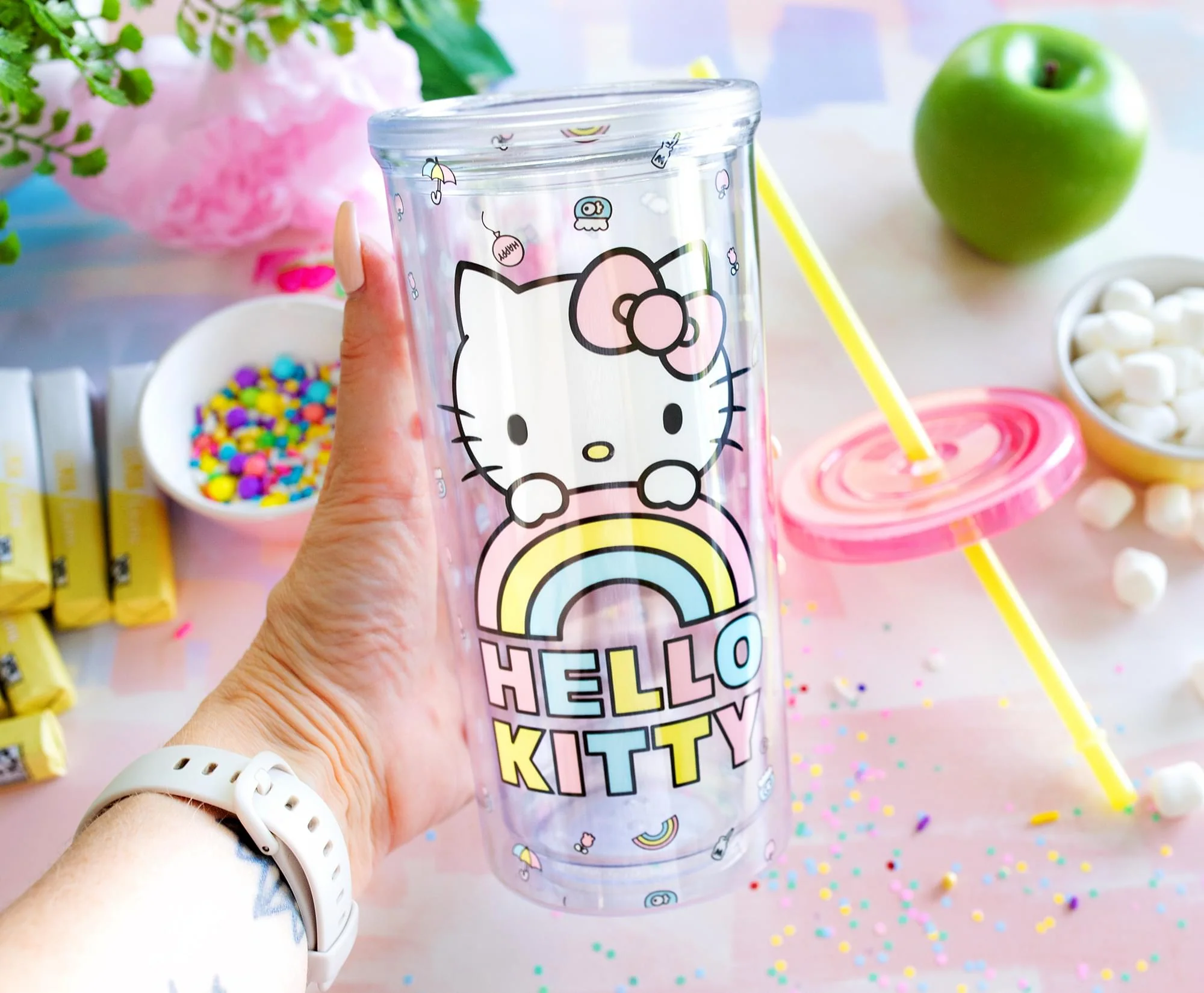 Sanrio Hello Kitty Pastel Rainbow Carnival Cup With Lid | Holds 20 Ounces - Image 6
