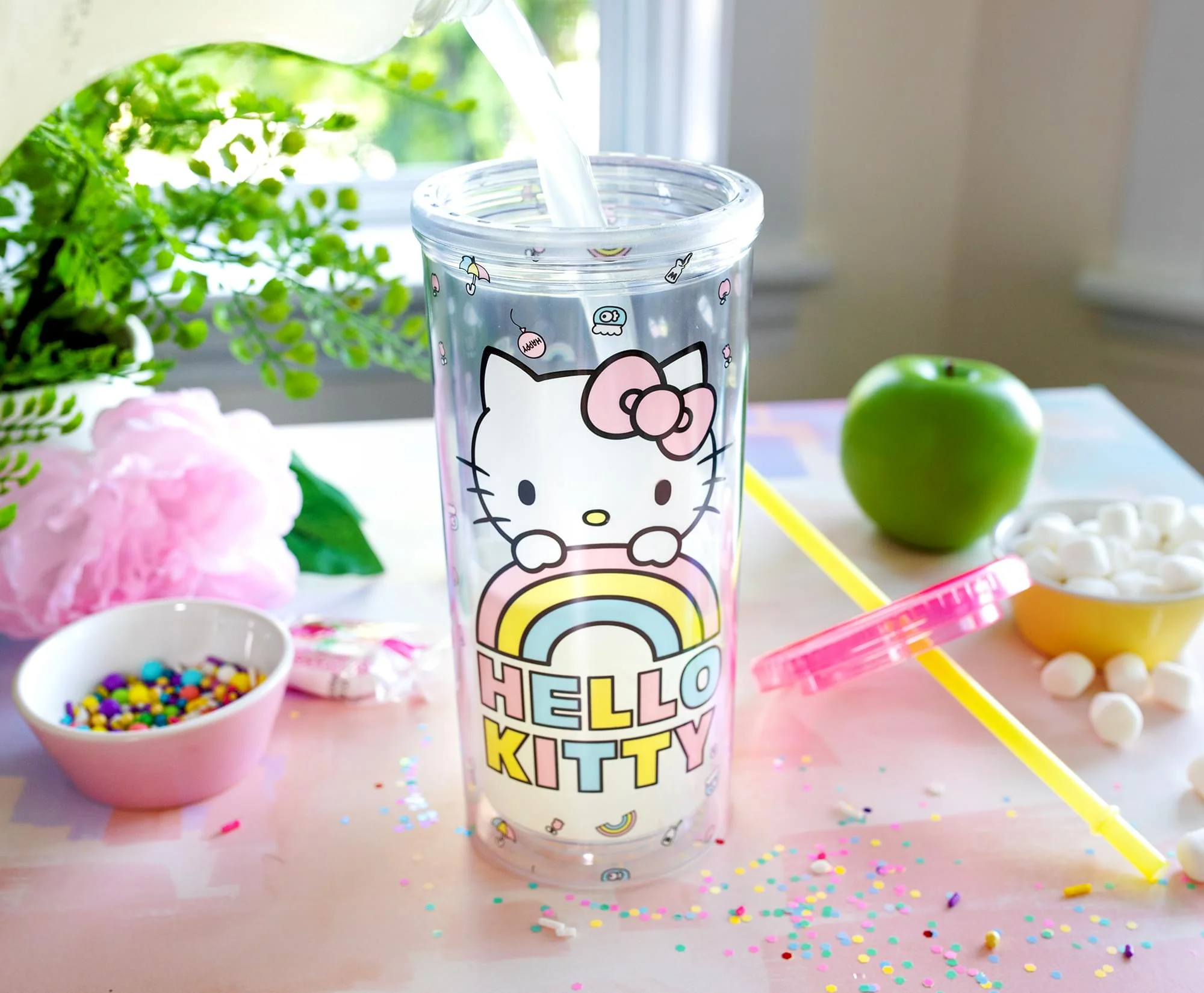 Sanrio Hello Kitty Pastel Rainbow Carnival Cup With Lid | Holds 20 Ounces - Image 7