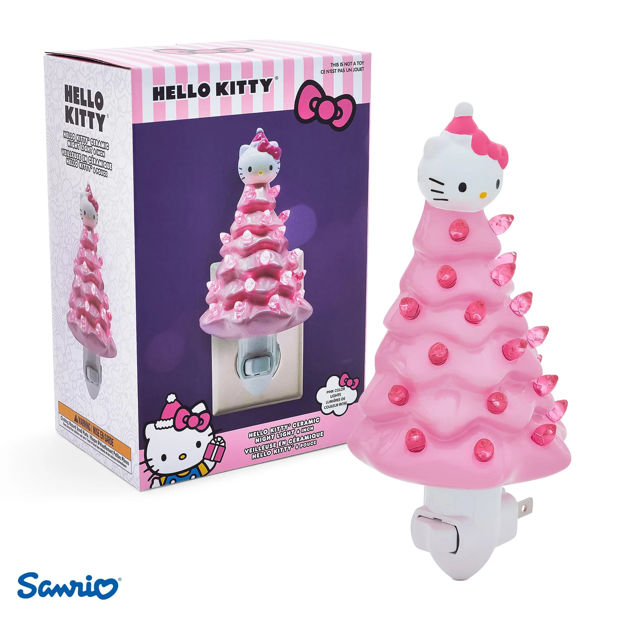 Sanrio Hello Kitty Pink 6-Inch Ceramic Christmas Tree Plug-In Nightlight - Image 2