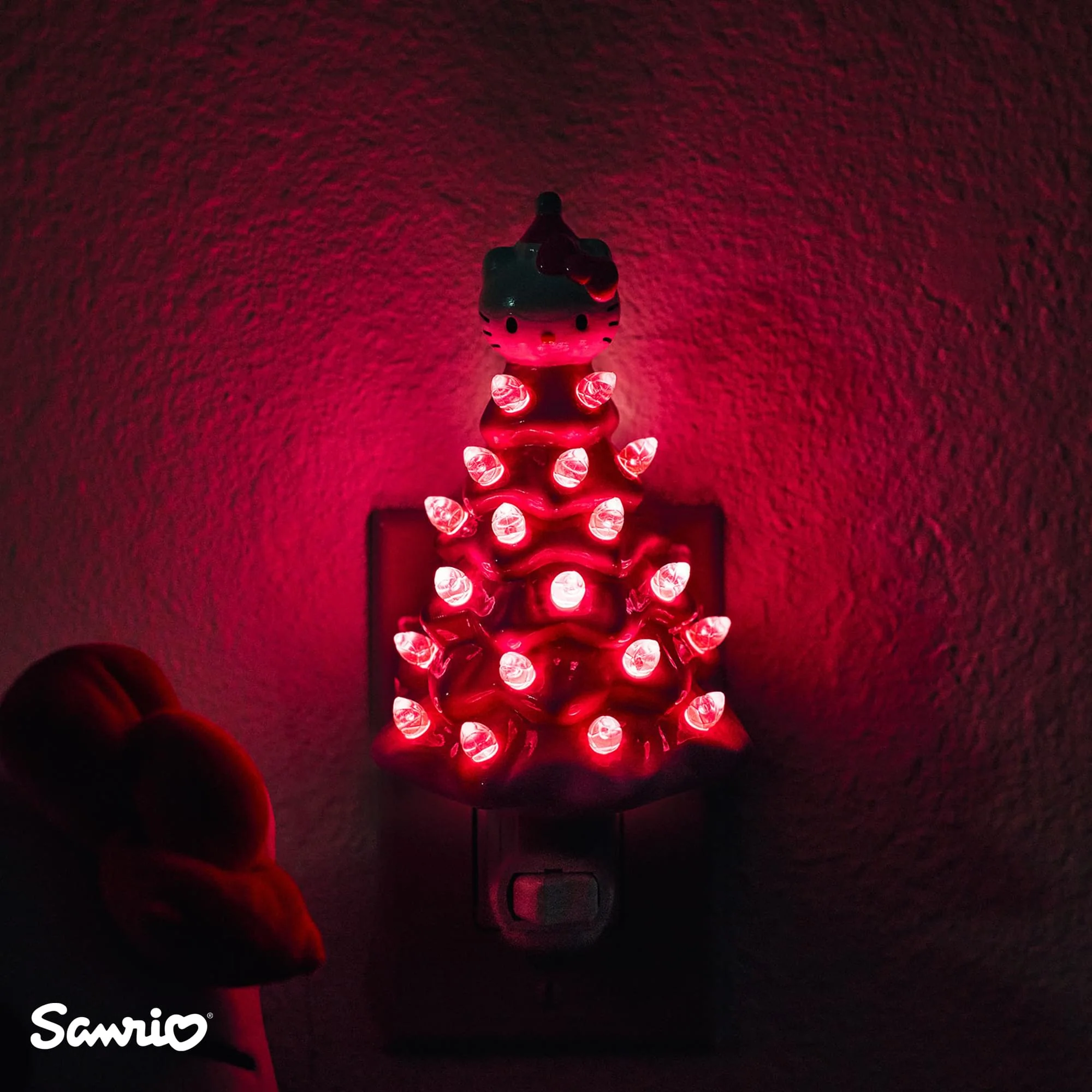 Sanrio Hello Kitty Pink 6-Inch Ceramic Christmas Tree Plug-In Nightlight - Image 4