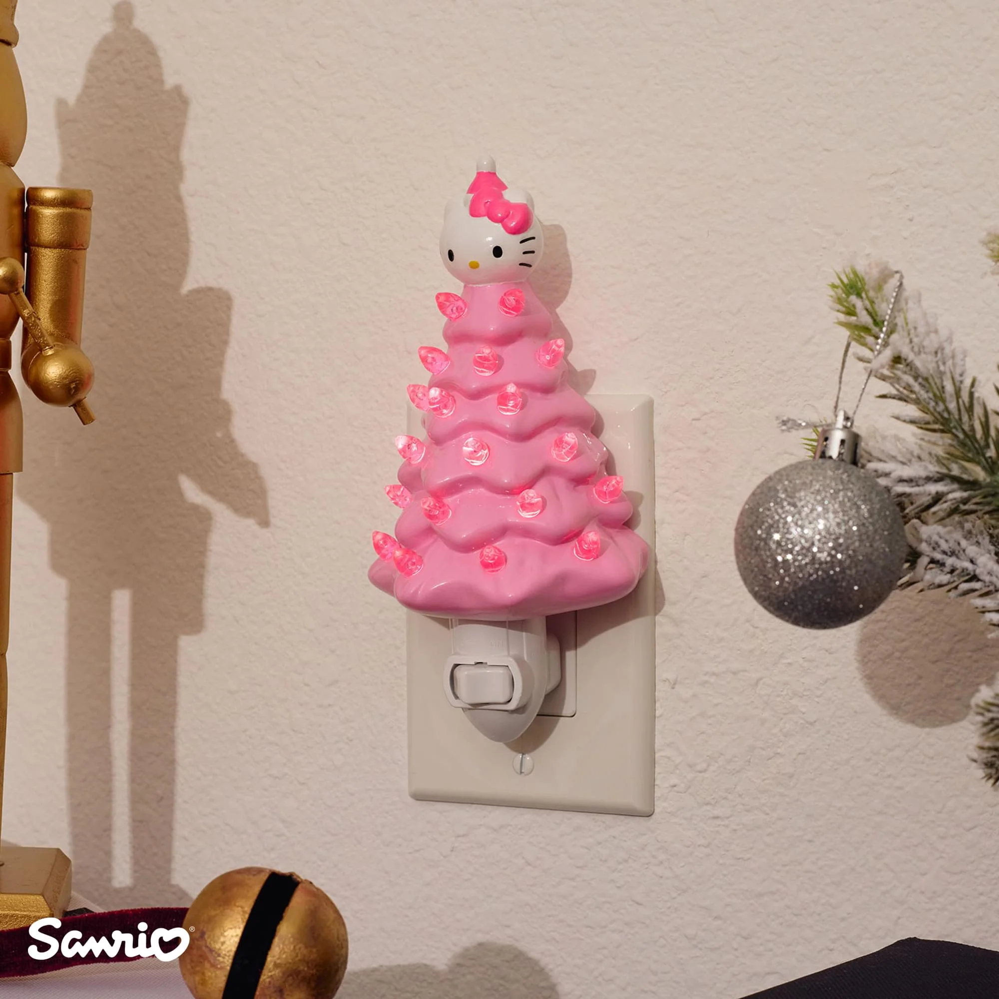Sanrio Hello Kitty Pink 6-Inch Ceramic Christmas Tree Plug-In Nightlight - Image 7