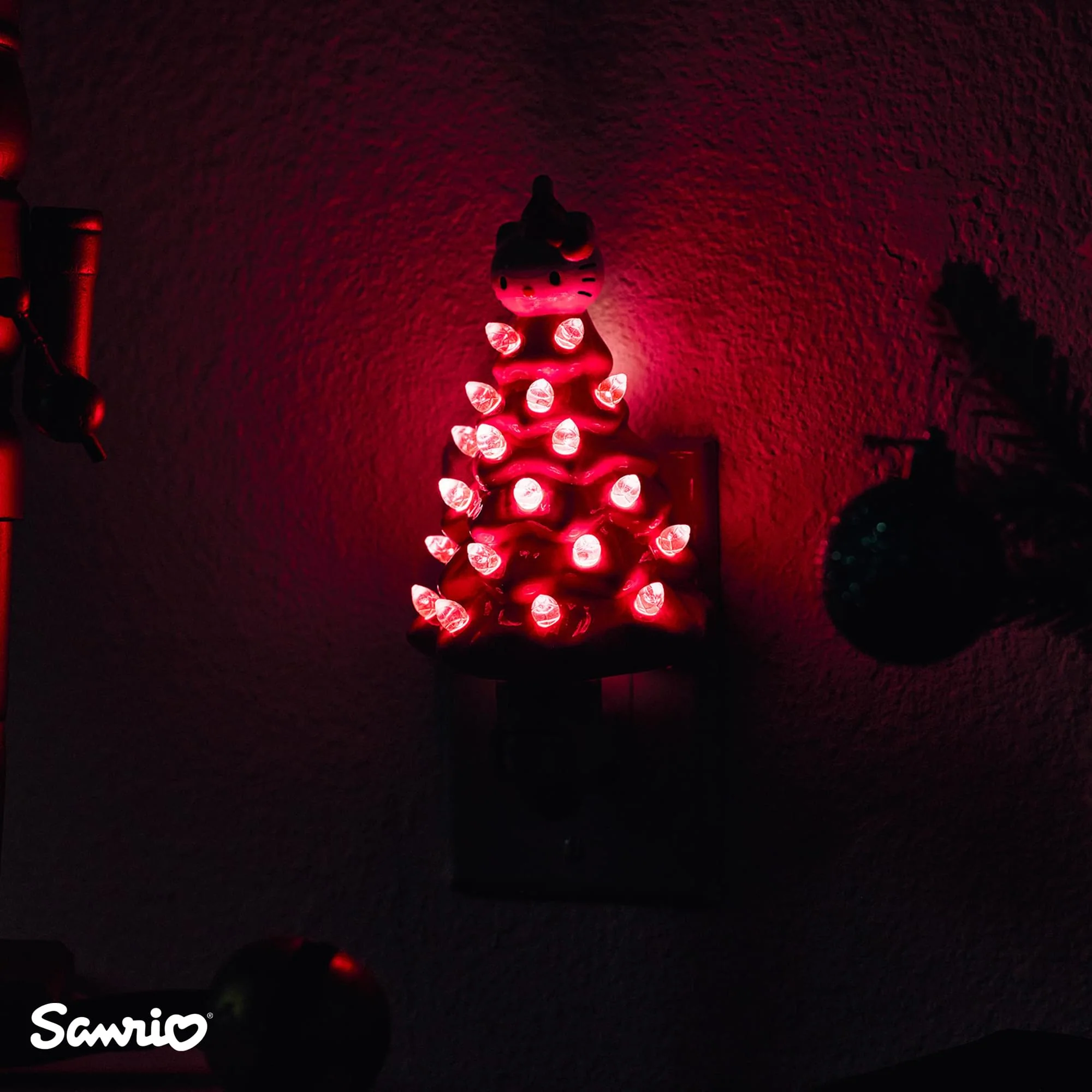Sanrio Hello Kitty Pink 6-Inch Ceramic Christmas Tree Plug-In Nightlight - Image 8